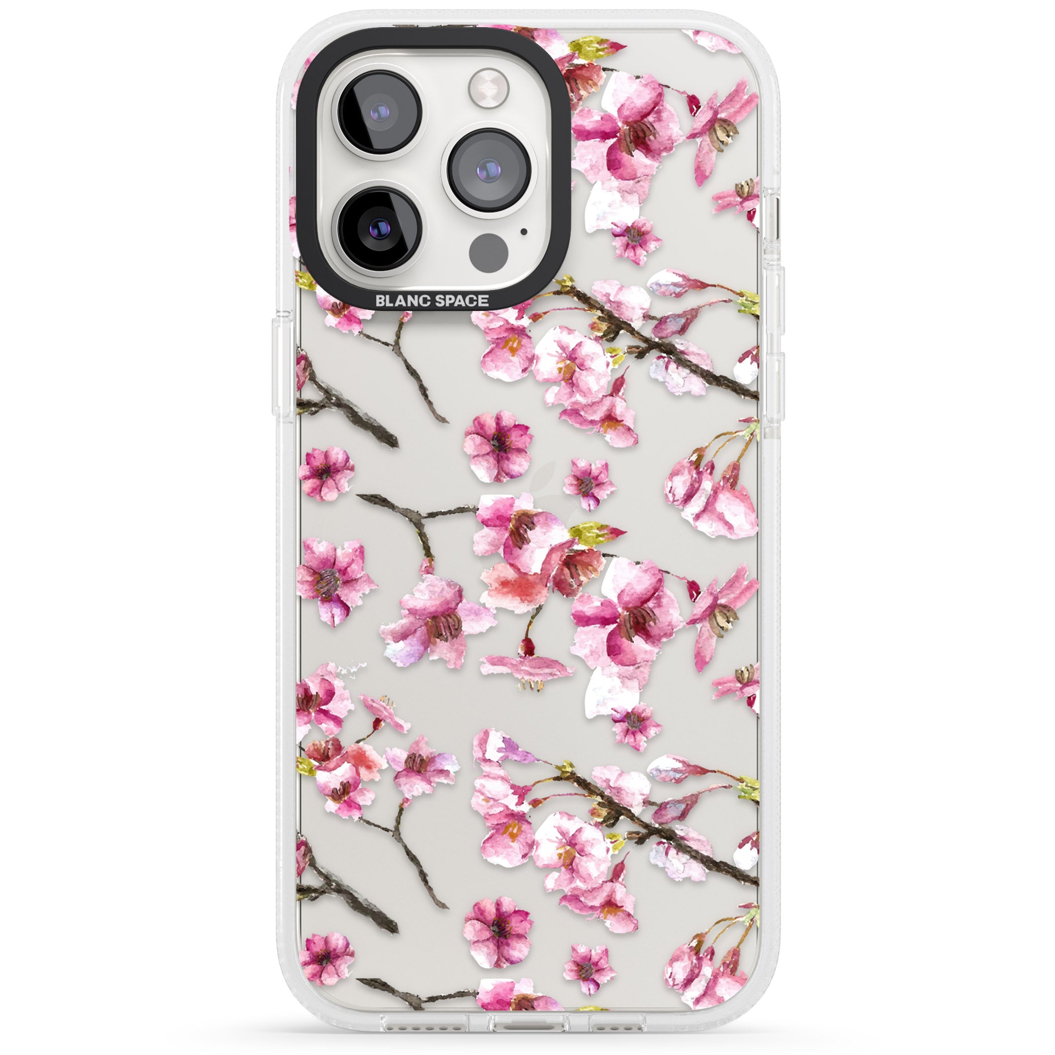 Sakura Watercolour iPhone 15 Pro Max / 15 Pro / 14 Pro Max / 14 Pro / 13 Pro Clear Case Impact Air - Blanc Space