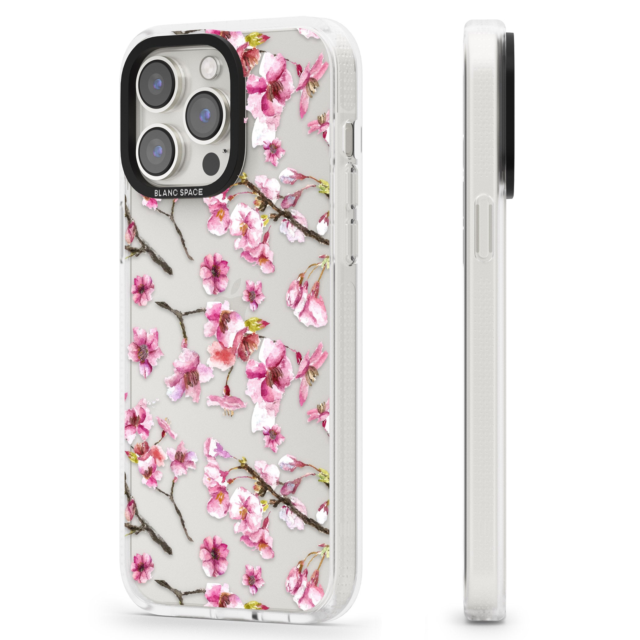 Sakura Watercolour iPhone 15 Pro Max / 15 Pro / 14 Pro Max / 14 Pro / 13 Pro Clear Case Impact Air - Blanc Space