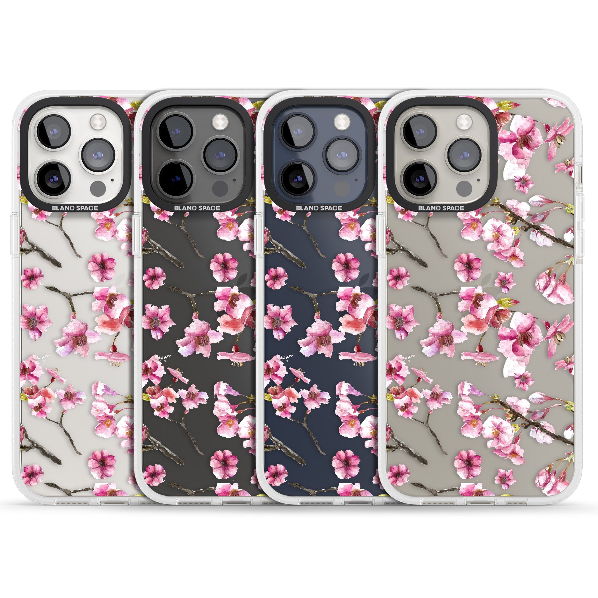 Sakura Watercolour iPhone 15 Pro Max / 15 Pro / 14 Pro Max / 14 Pro / 13 Pro Clear Case Impact Air - Blanc Space