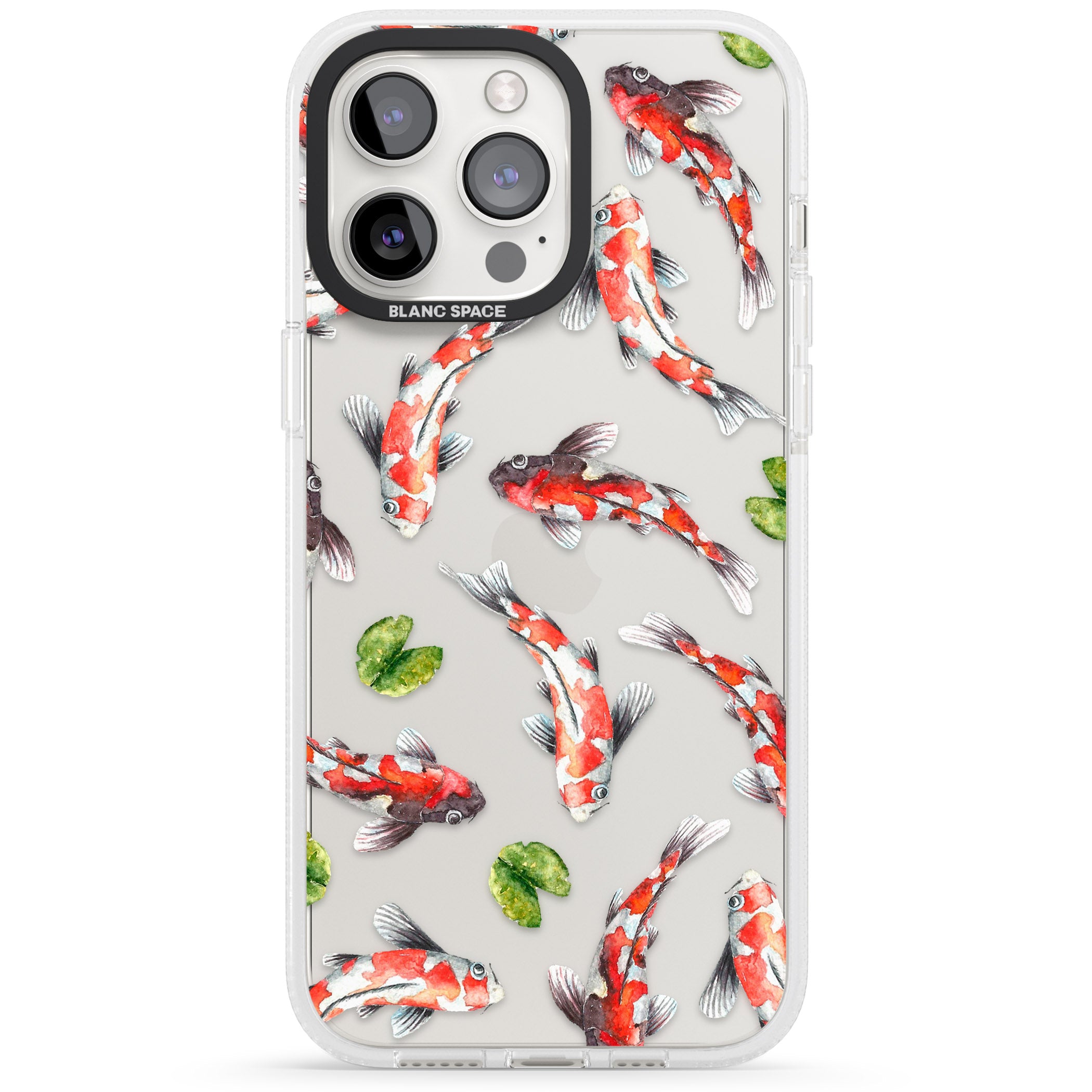 Koi Fish Japanese Watercolour iPhone 15 Pro Max / 15 Pro / 14 Pro Max / 14 Pro / 13 Pro Clear Case Impact Air - Blanc Space