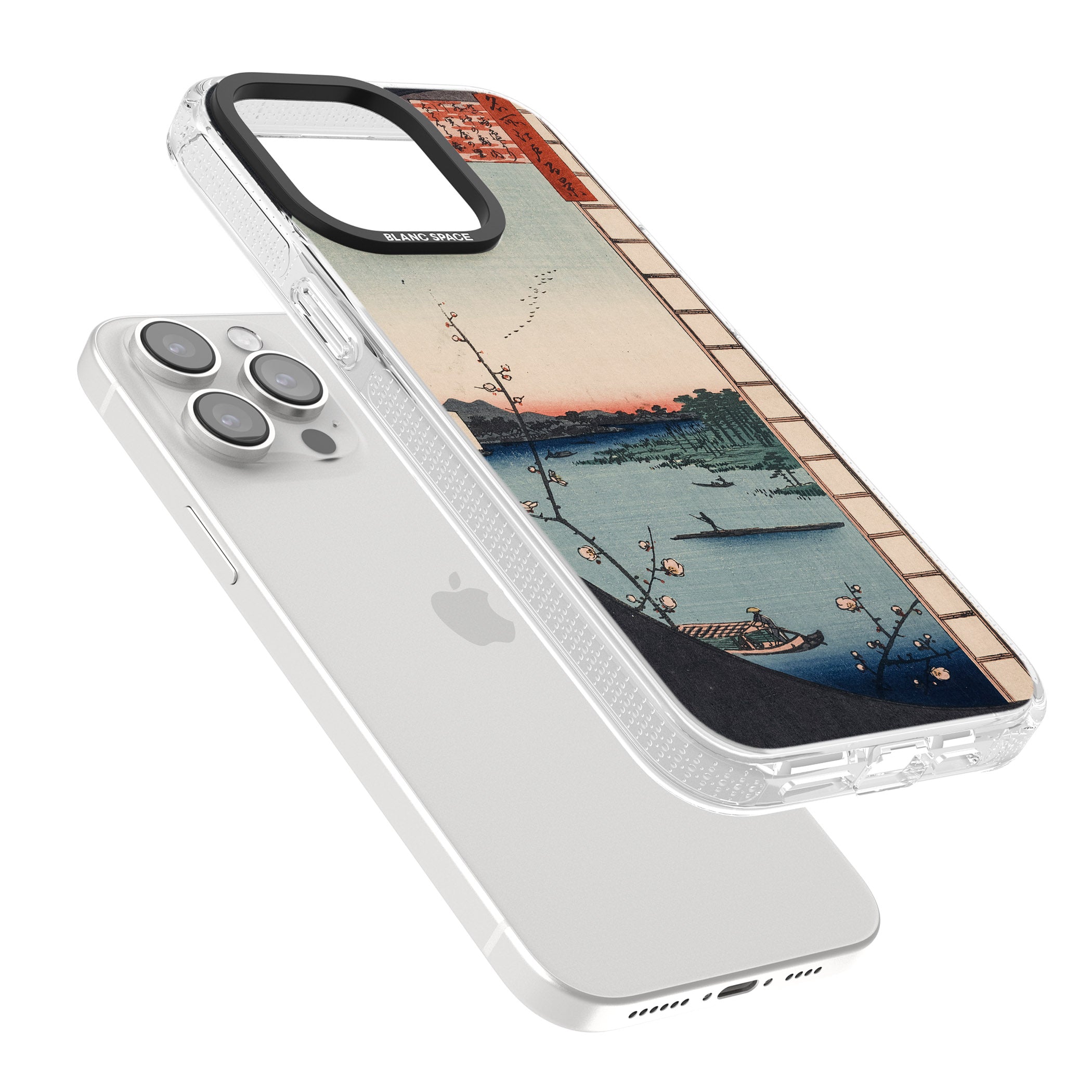 Vintage Japanese Illustrations Lake At Sunset iPhone 15 Pro Max / 15 Pro / 14 Pro Max / 14 Pro / 13 Pro Clear Case Impact Air - Blanc Space