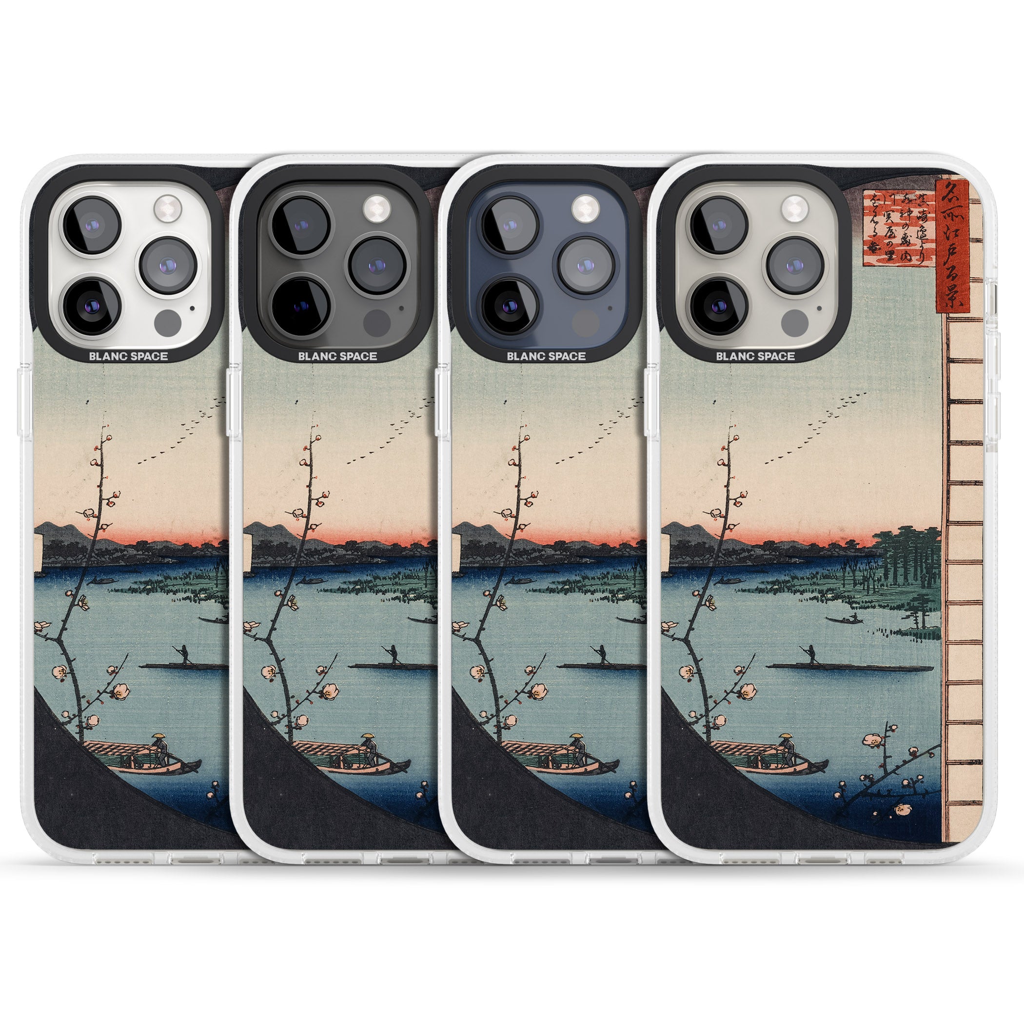 Vintage Japanese Illustrations Lake At Sunset iPhone 15 Pro Max / 15 Pro / 14 Pro Max / 14 Pro / 13 Pro Clear Case Impact Air - Blanc Space