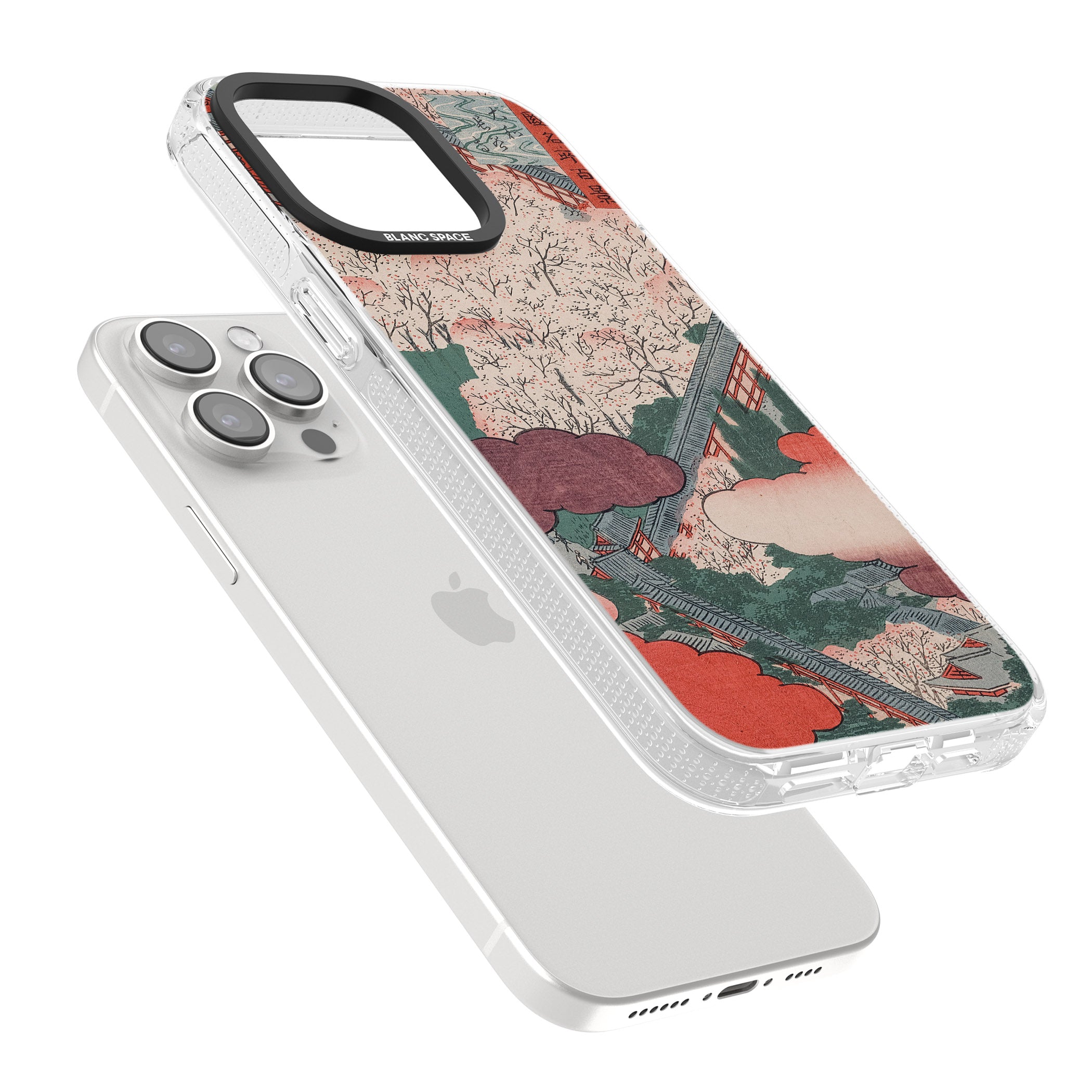 Vintage Japanese Illustrations Japanese City iPhone 15 Pro Max / 15 Pro / 14 Pro Max / 14 Pro / 13 Pro Clear Case Impact Air - Blanc Space