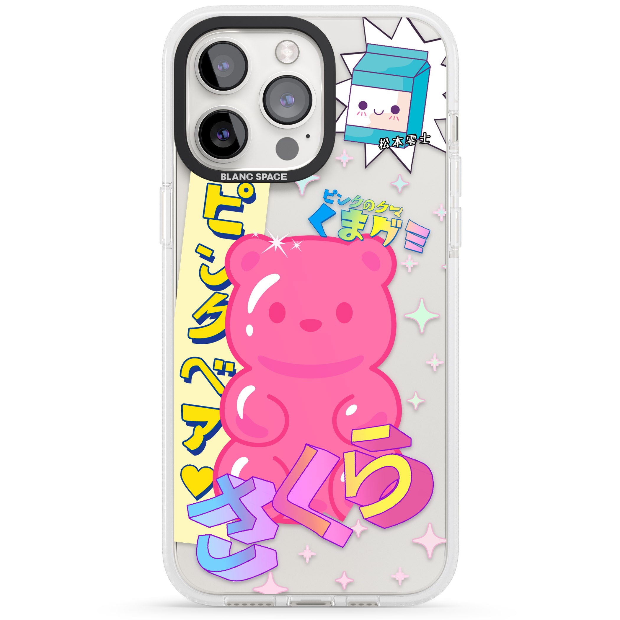 Kawaii Pink Bear Collage iPhone 15 Pro Max / 15 Pro / 14 Pro Max / 14 Pro / 13 Pro Clear Case Impact Air - Blanc Space