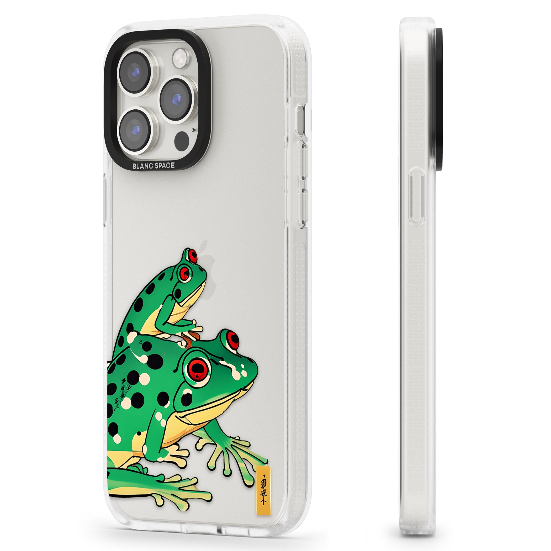 Matsumoto Hoji Frog Green iPhone 15 Pro Max / 15 Pro / 14 Pro Max / 14 Pro / 13 Pro Clear Case Impact Air - Blanc Space