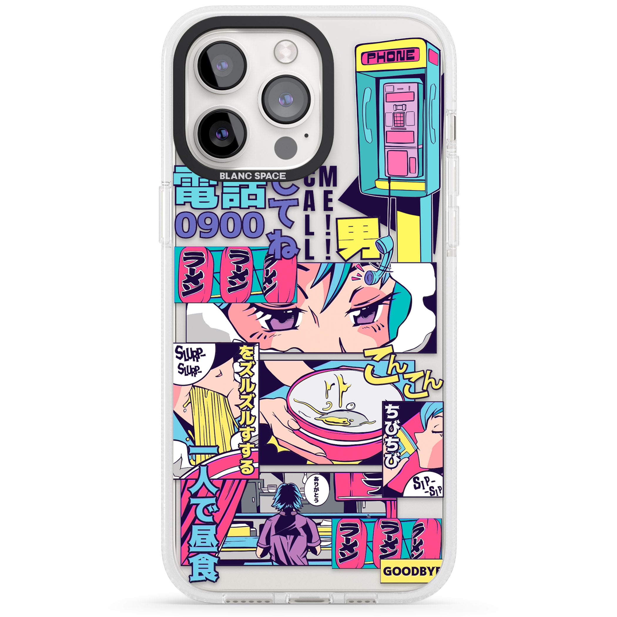 Vibrant Anime Comic iPhone 15 Pro Max / 15 Pro / 14 Pro Max / 14 Pro / 13 Pro Clear Case Impact Air - Blanc Space