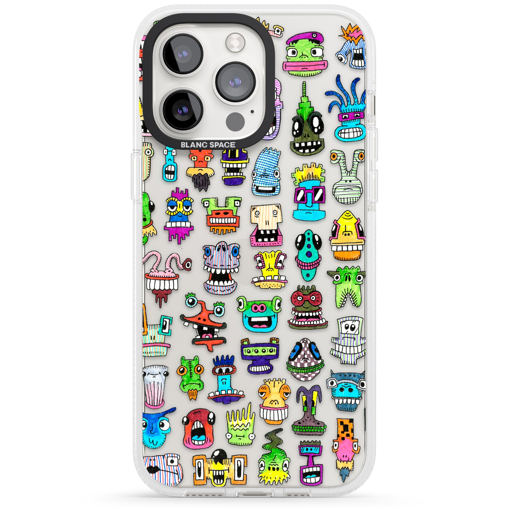 Familiar Faces iPhone 15 Pro Max / 15 Pro / 14 Pro Max / 14 Pro / 13 Pro Clear Case Impact Air - Blanc Space