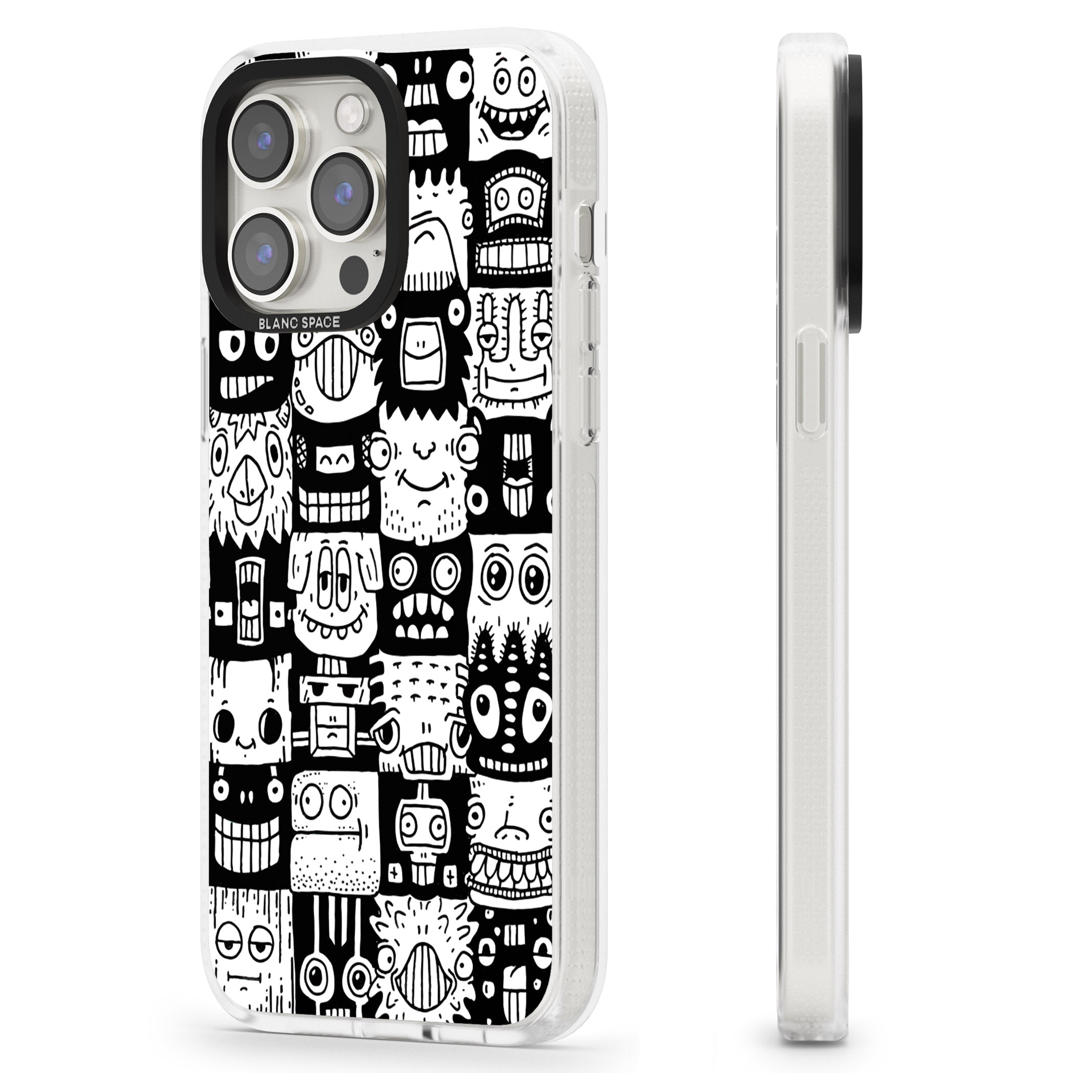 Checkerboard Heads iPhone 15 Pro Max / 15 Pro / 14 Pro Max / 14 Pro / 13 Pro Clear Case Impact Air - Blanc Space