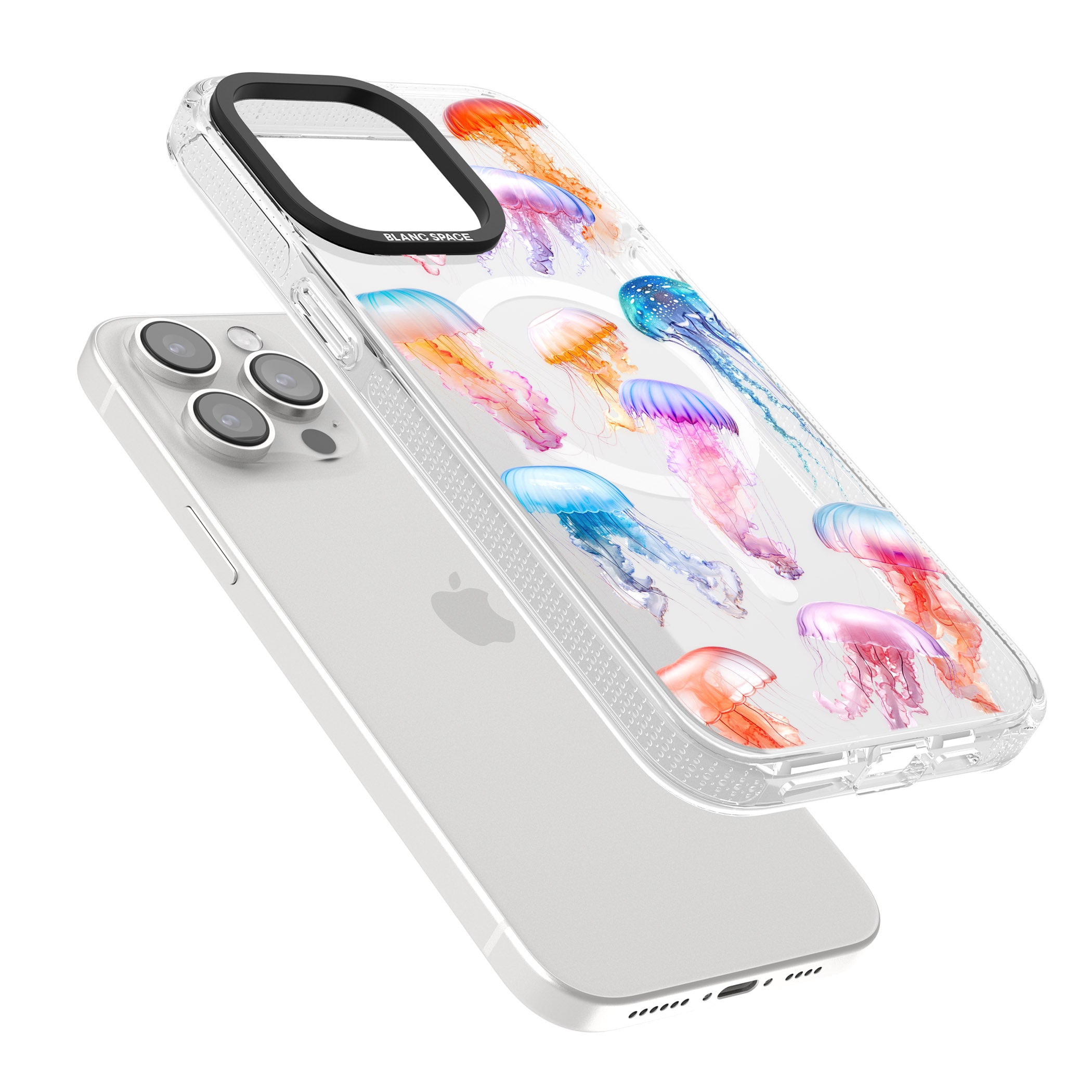 Vibrant Jellyfish iPhone 15 Pro Max / 15 Pro / 14 Pro Max / 14 Pro / 13 Pro Clear Case Impact Air - Blanc Space