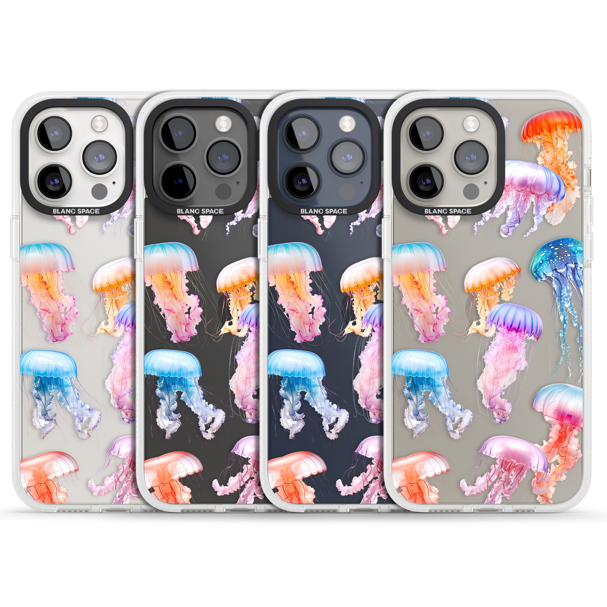 Vibrant Jellyfish iPhone 15 Pro Max / 15 Pro / 14 Pro Max / 14 Pro / 13 Pro Clear Case Impact Air - Blanc Space