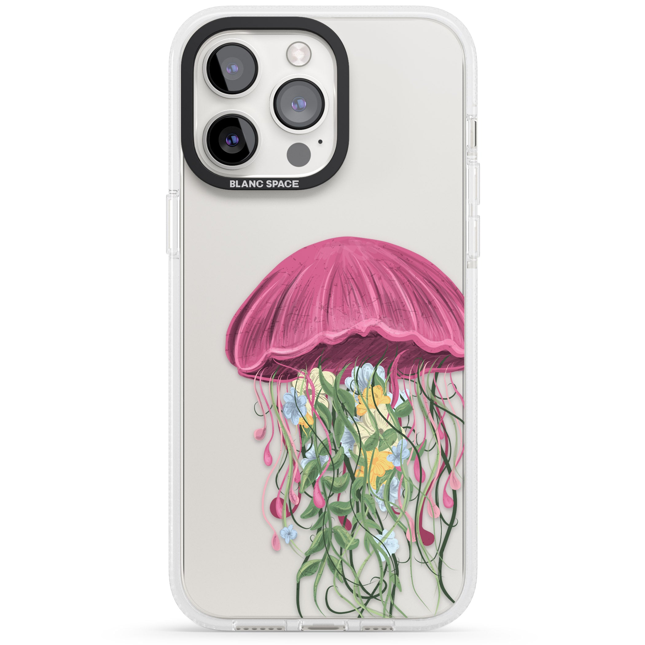 Botanical Jellyfish iPhone 15 Pro Max / 15 Pro / 14 Pro Max / 14 Pro / 13 Pro Clear Case Impact Air - Blanc Space
