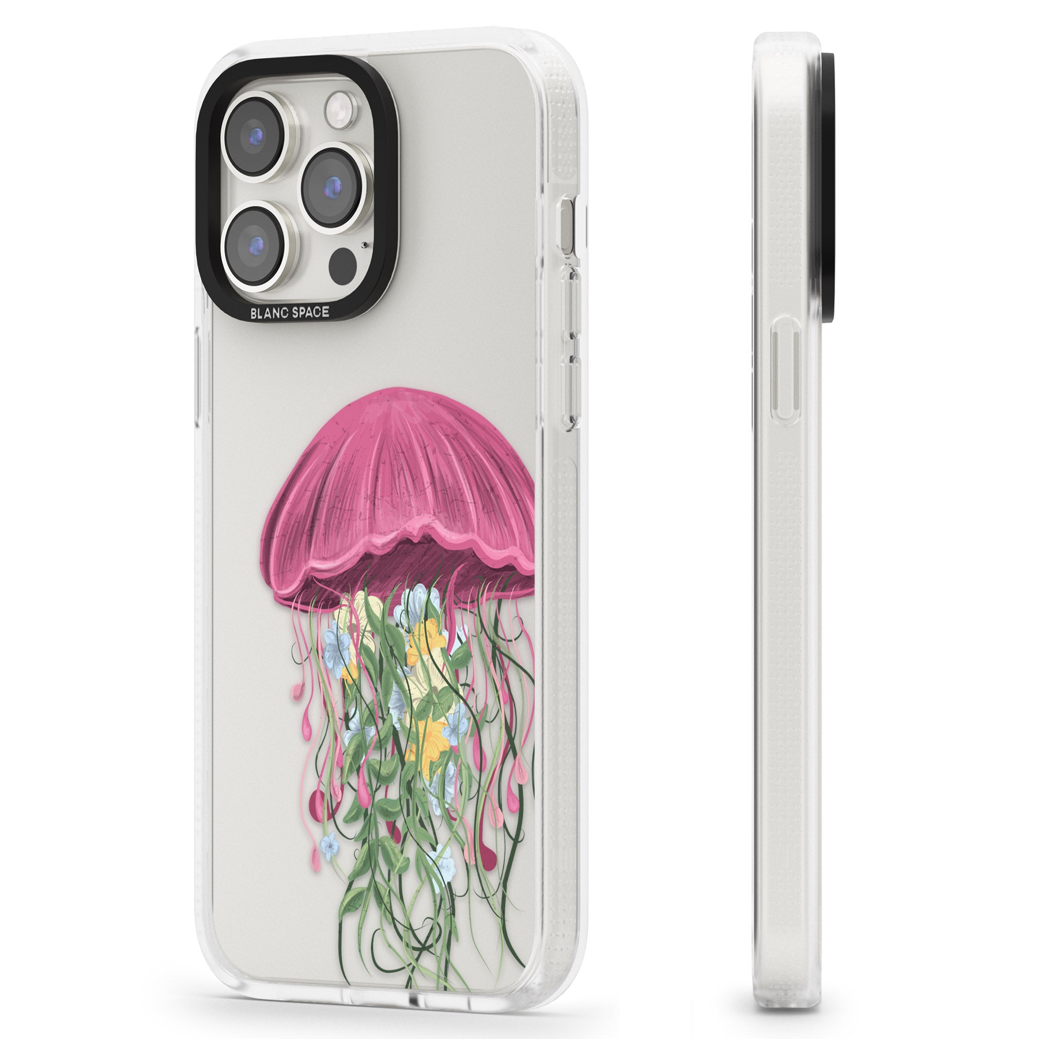 Botanical Jellyfish iPhone 15 Pro Max / 15 Pro / 14 Pro Max / 14 Pro / 13 Pro Clear Case Impact Air - Blanc Space