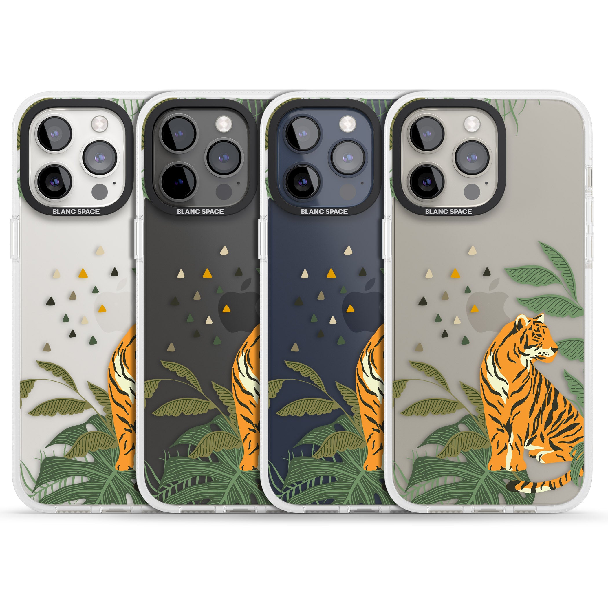 Large Tiger Clear Jungle Cat Pattern iPhone 15 Pro Max / 15 Pro / 14 Pro Max / 14 Pro / 13 Pro Clear Case Impact Air - Blanc Space