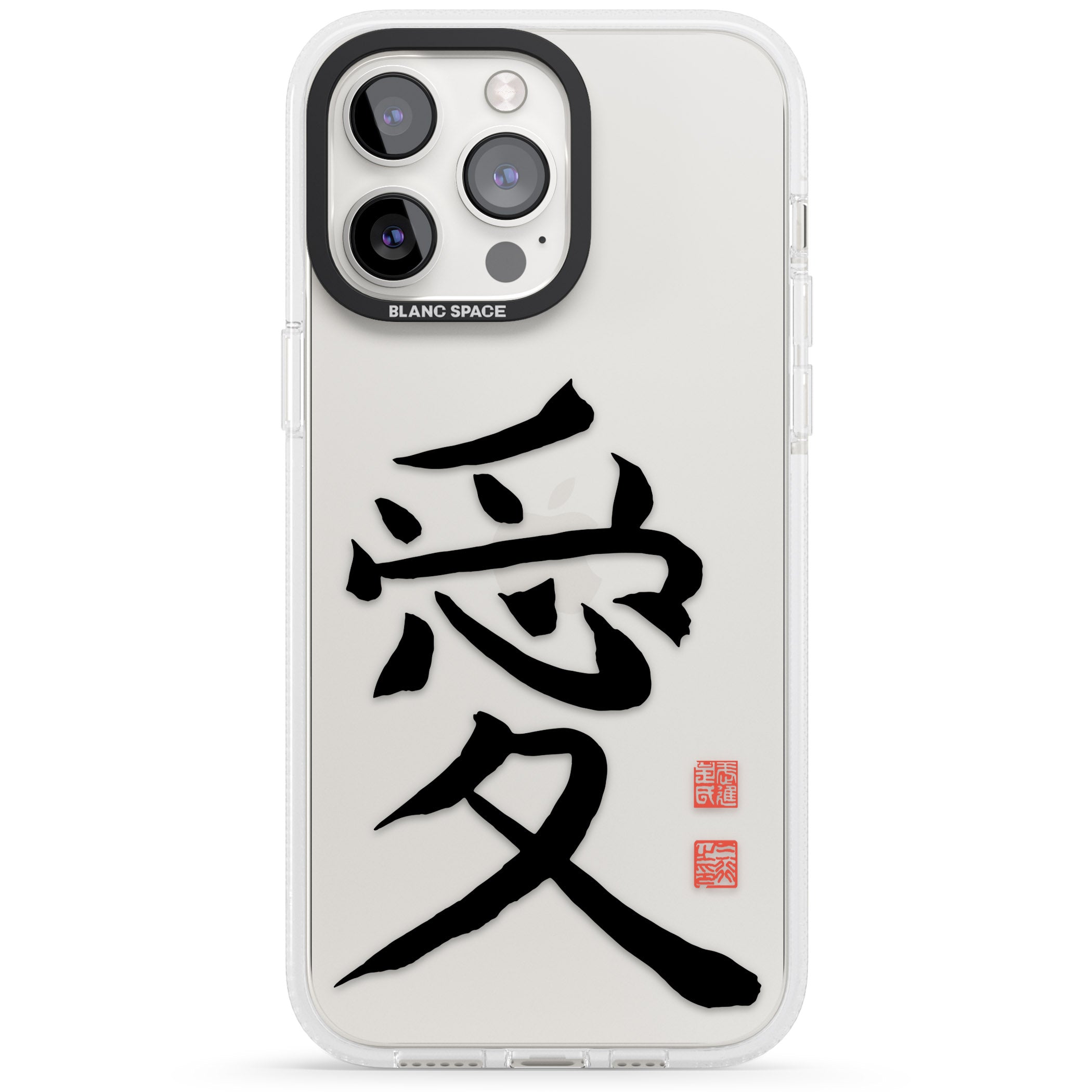 Japanese Kanji - Love iPhone 15 Pro Max / 15 Pro / 14 Pro Max / 14 Pro / 13 Pro Clear Case Impact Air - Blanc Space