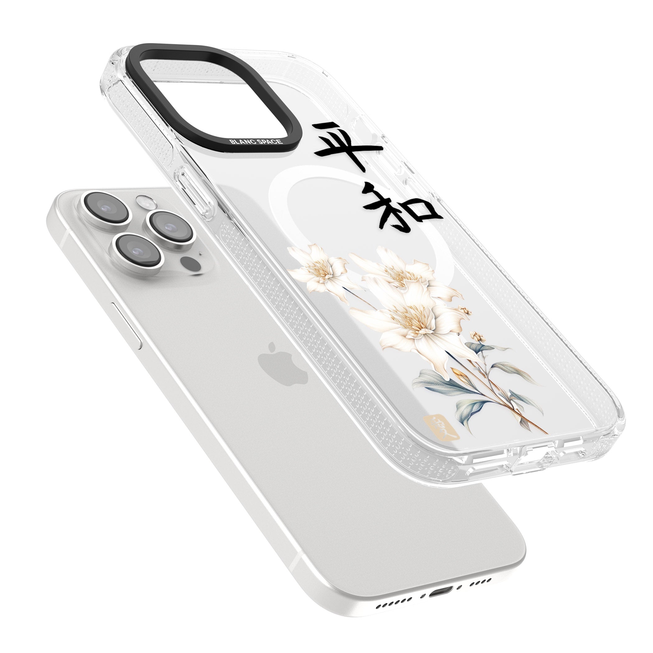 Peace and Flowers iPhone 15 Pro Max / 15 Pro / 14 Pro Max / 14 Pro / 13 Pro Clear Case Impact Air - Blanc Space