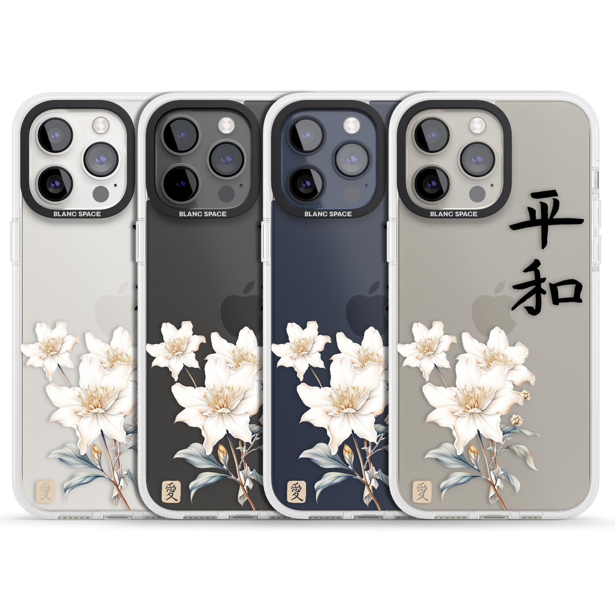 Peace and Flowers iPhone 15 Pro Max / 15 Pro / 14 Pro Max / 14 Pro / 13 Pro Clear Case Impact Air - Blanc Space