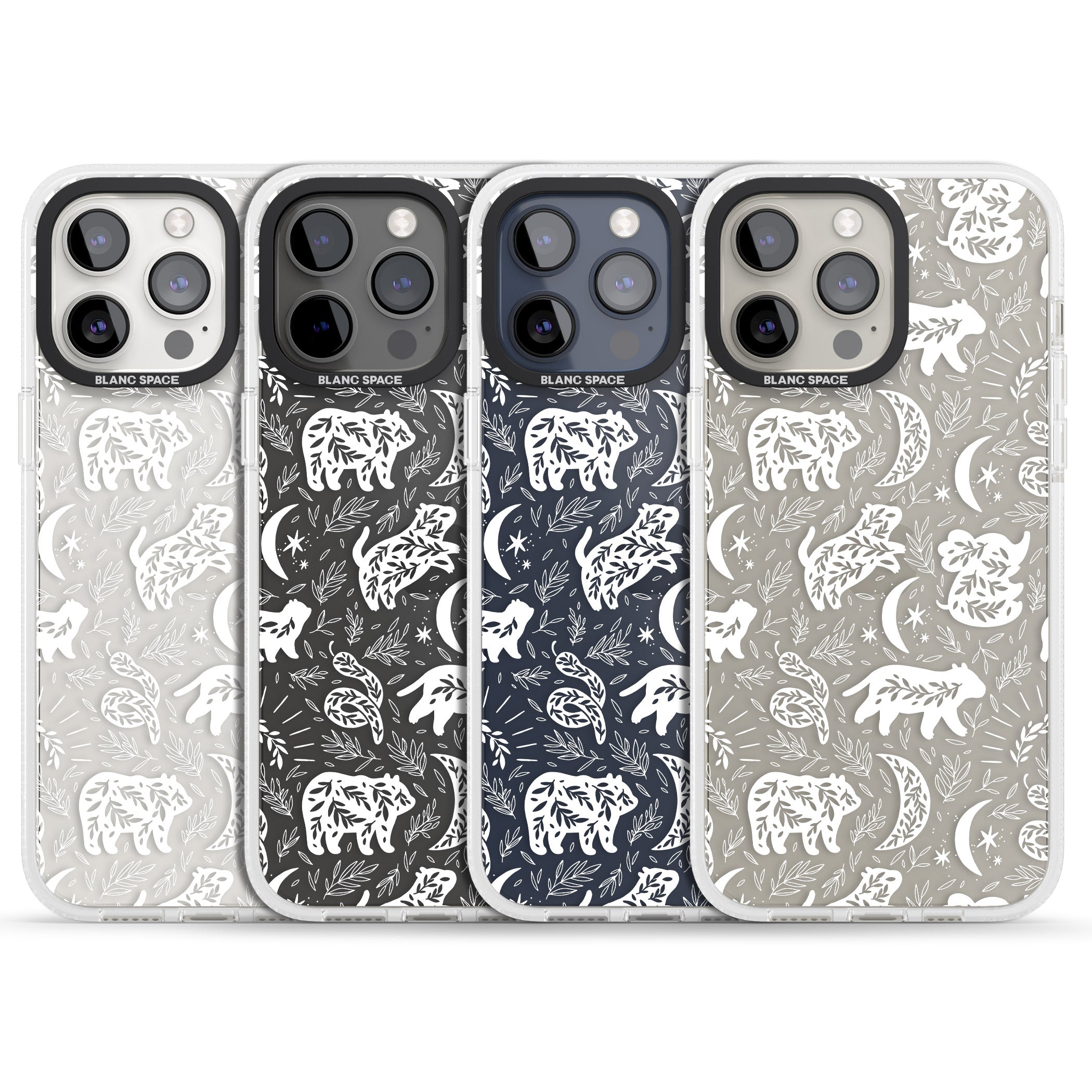 Forest Animal Silhouettes: White/Clear iPhone 15 Pro Max / 15 Pro / 14 Pro Max / 14 Pro / 13 Pro Clear Case Impact Air - Blanc Space
