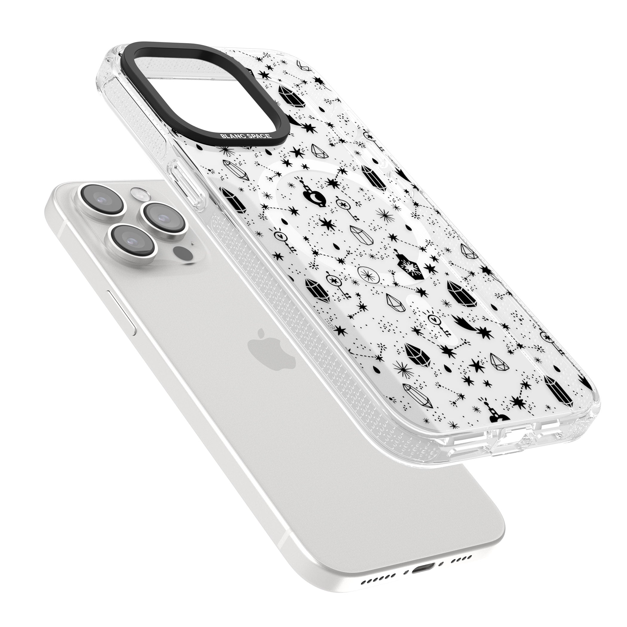 Black Magic iPhone 15 Pro Max / 15 Pro / 14 Pro Max / 14 Pro / 13 Pro Clear Case Impact Air - Blanc Space