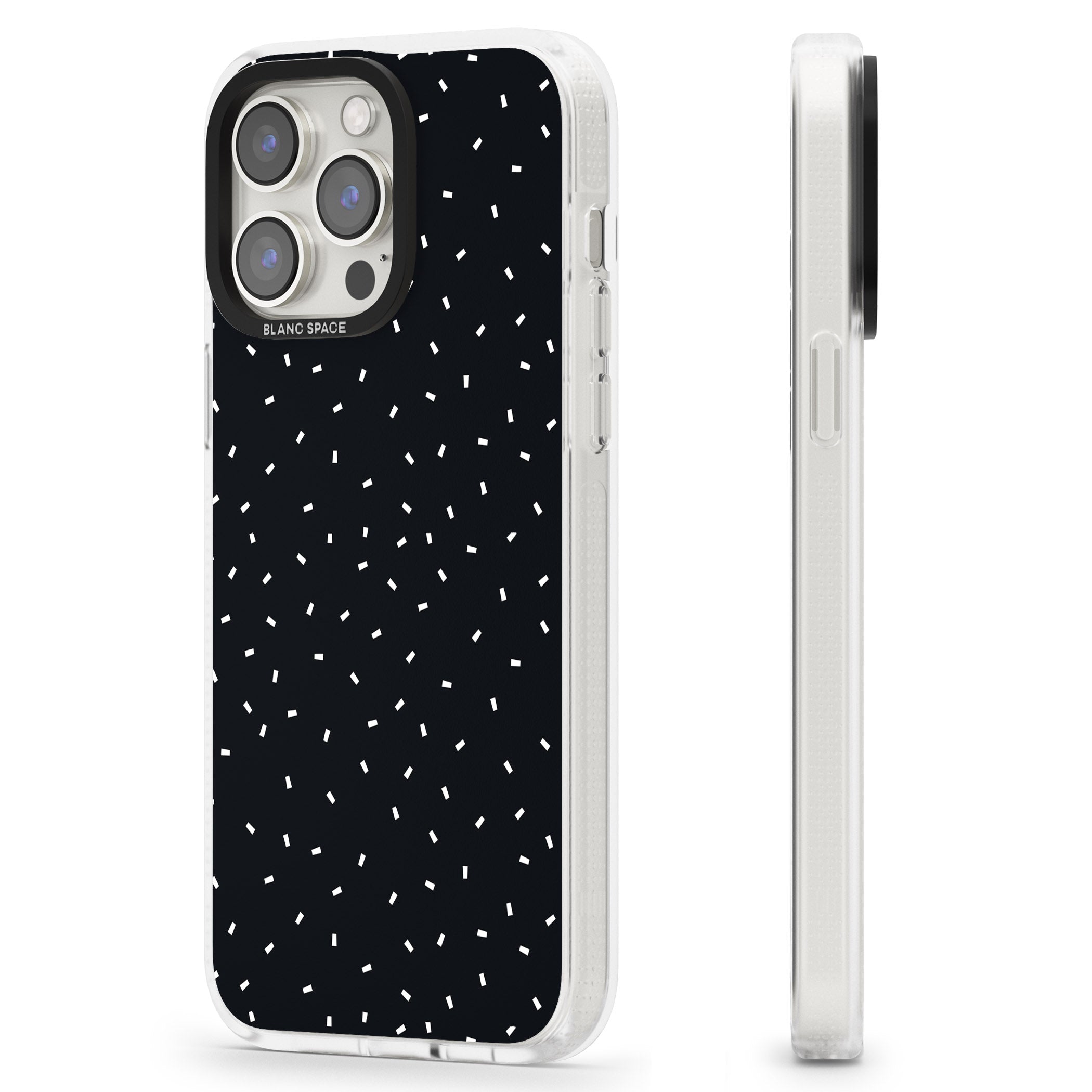 Confetti (Black) iPhone 15 Pro Max / 15 Pro / 14 Pro Max / 14 Pro / 13 Pro Clear Case Impact Air - Blanc Space