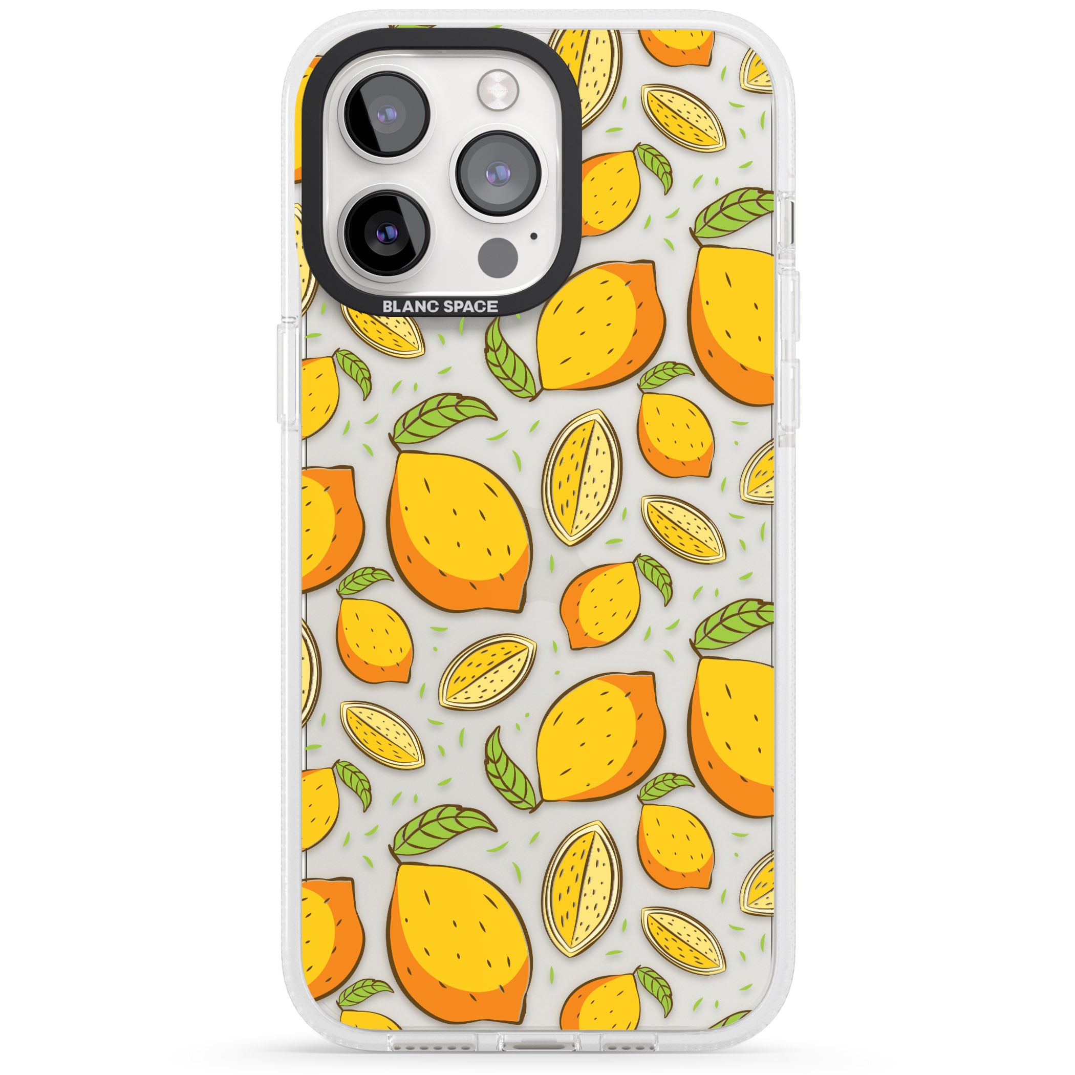 Lemon Pattern iPhone 15 Pro Max / 15 Pro / 14 Pro Max / 14 Pro / 13 Pro Clear Case Impact Air - Blanc Space