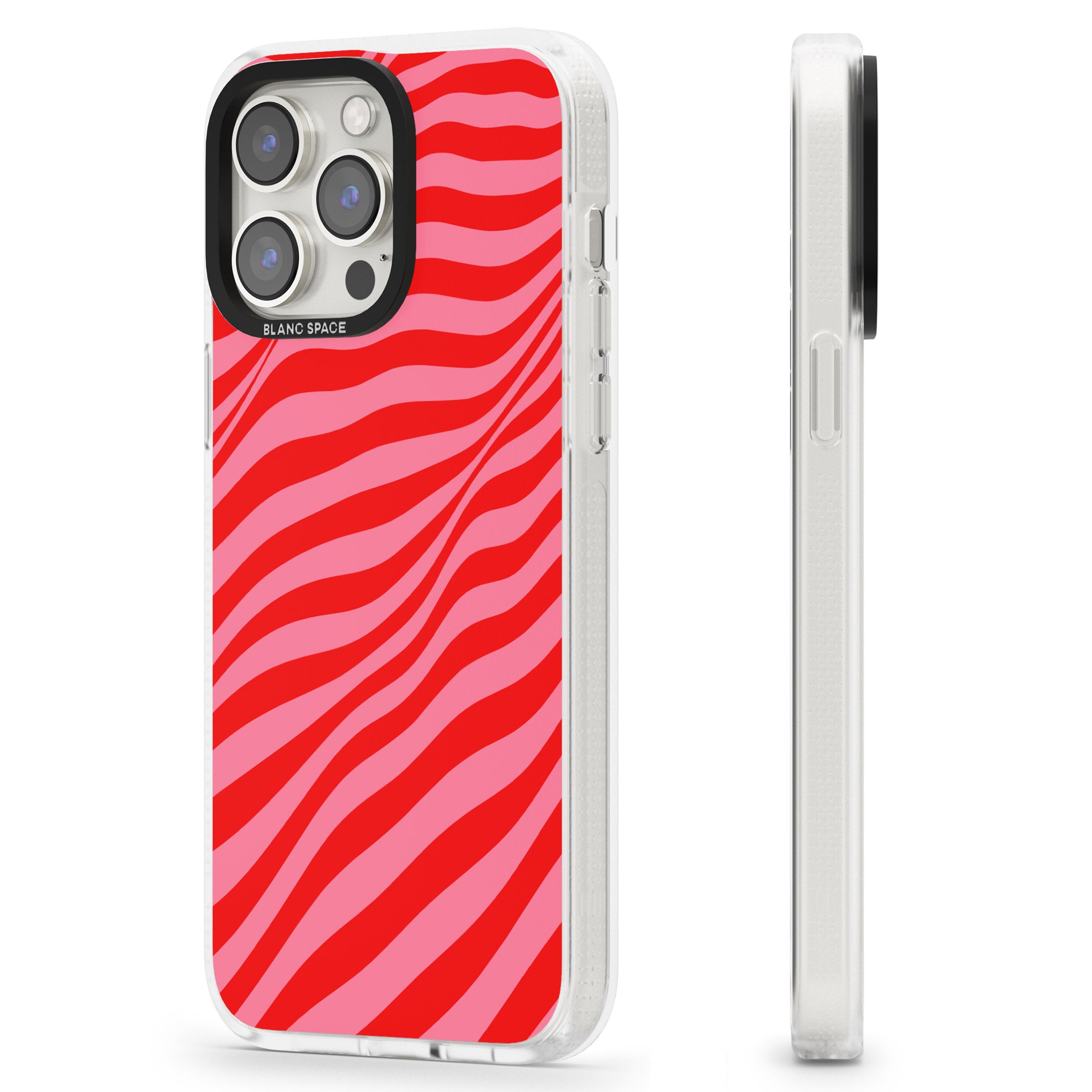 Pink & Red Distorted Line iPhone 15 Pro Max / 15 Pro / 14 Pro Max / 14 Pro / 13 Pro Clear Case Impact Air - Blanc Space