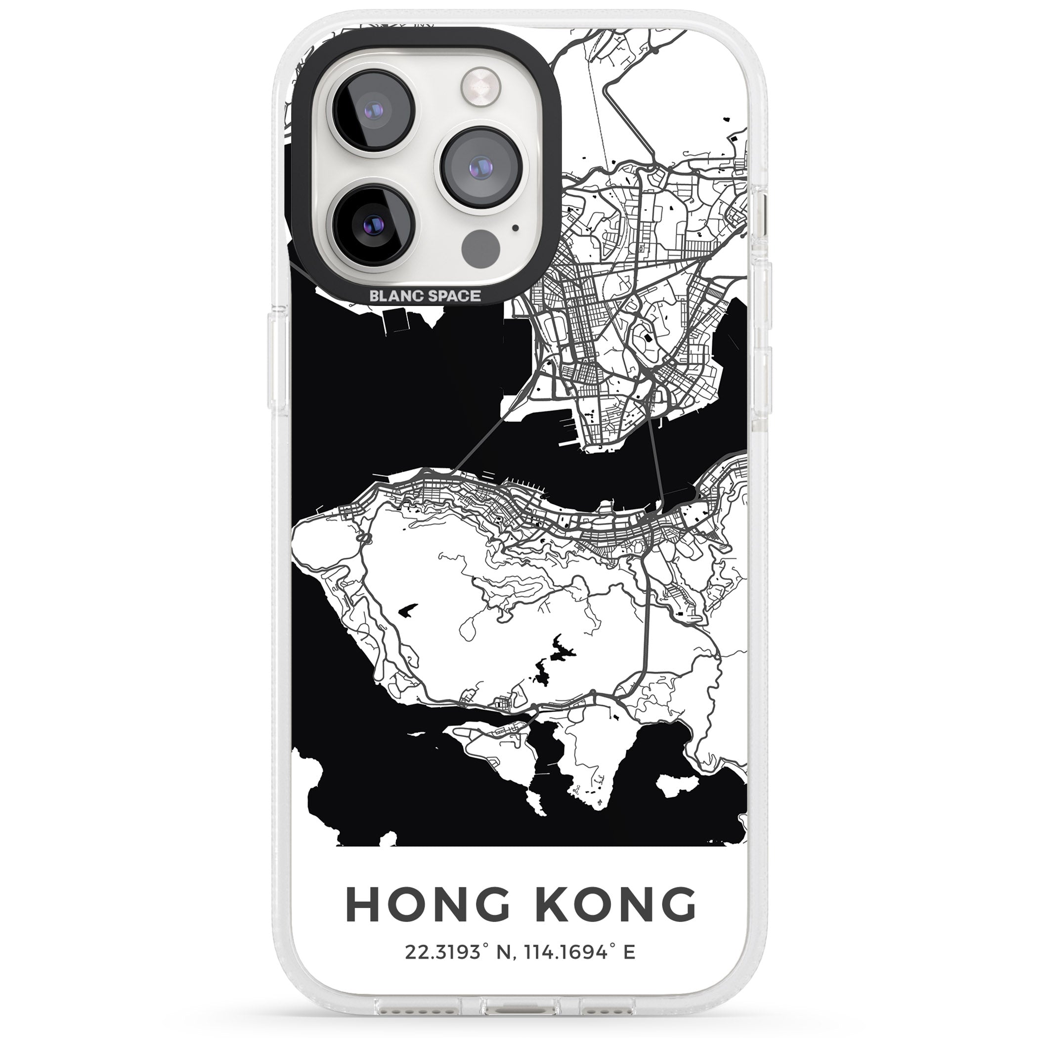 Map of Hong Kong iPhone 15 Pro Max / 15 Pro / 14 Pro Max / 14 Pro / 13 Pro Clear Case Impact Air - Blanc Space