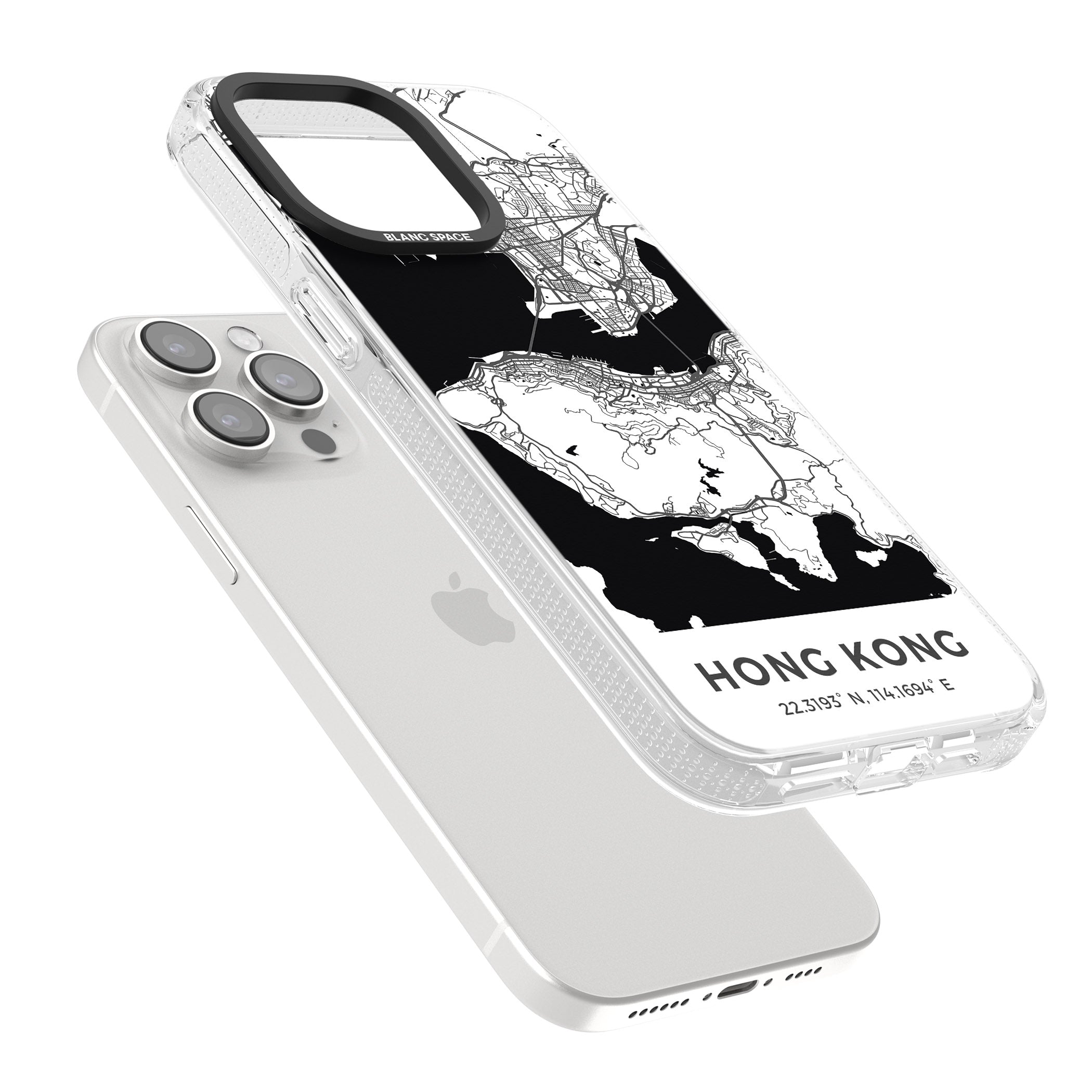 Map of Hong Kong iPhone 15 Pro Max / 15 Pro / 14 Pro Max / 14 Pro / 13 Pro Clear Case Impact Air - Blanc Space