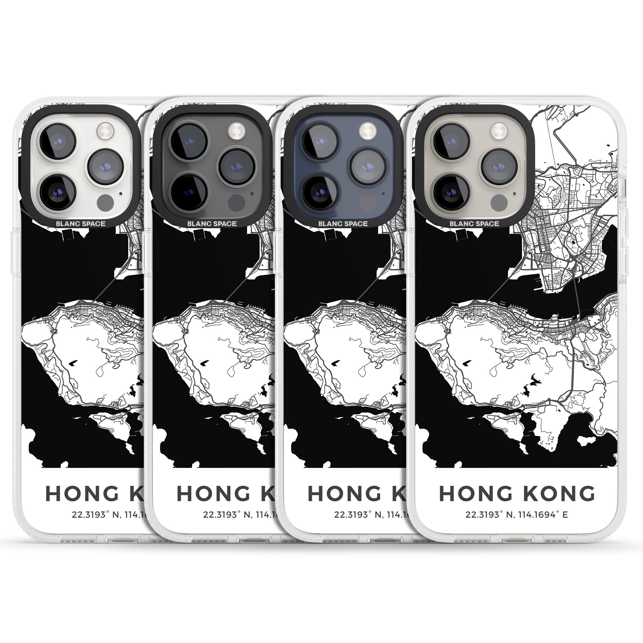 Map of Hong Kong iPhone 15 Pro Max / 15 Pro / 14 Pro Max / 14 Pro / 13 Pro Clear Case Impact Air - Blanc Space