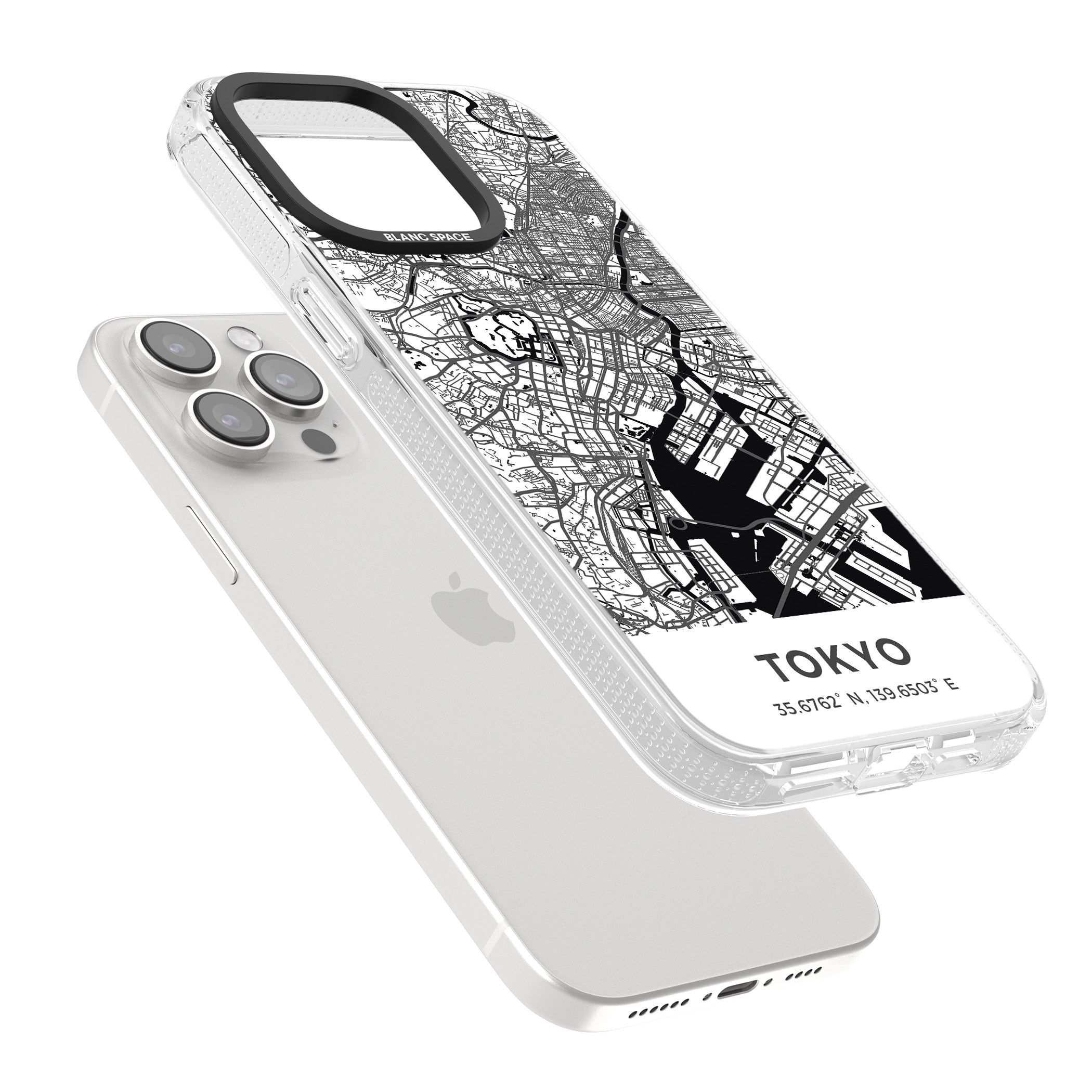 Map of Tokyo, Japan iPhone 15 Pro Max / 15 Pro / 14 Pro Max / 14 Pro / 13 Pro Clear Case Impact Air - Blanc Space