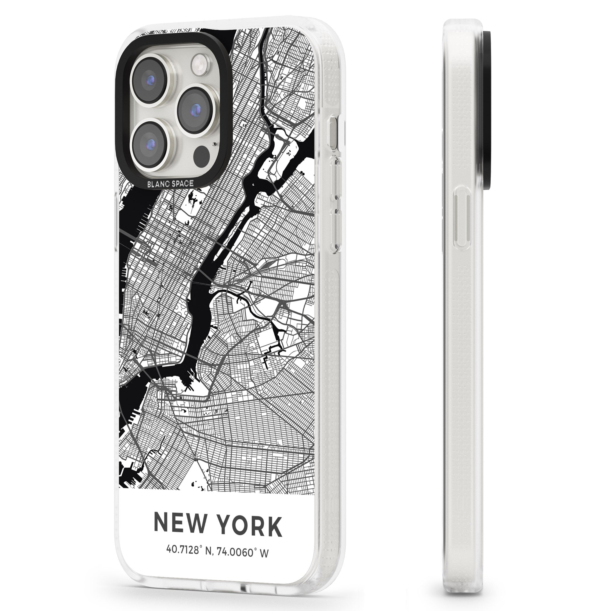Map of New York, New York iPhone 15 Pro Max / 15 Pro / 14 Pro Max / 14 Pro / 13 Pro Clear Case Impact Air - Blanc Space