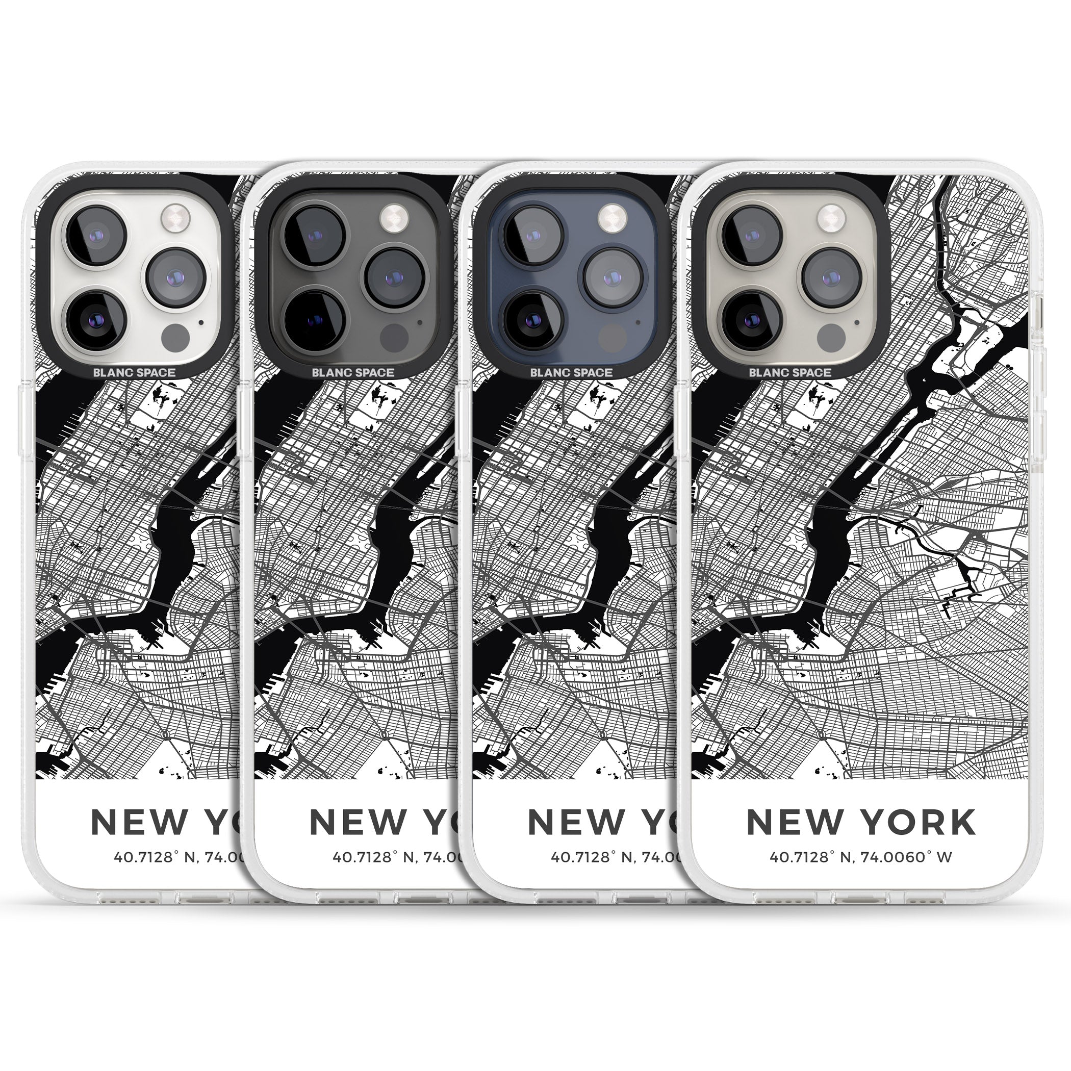 Map of New York, New York iPhone 15 Pro Max / 15 Pro / 14 Pro Max / 14 Pro / 13 Pro Clear Case Impact Air - Blanc Space