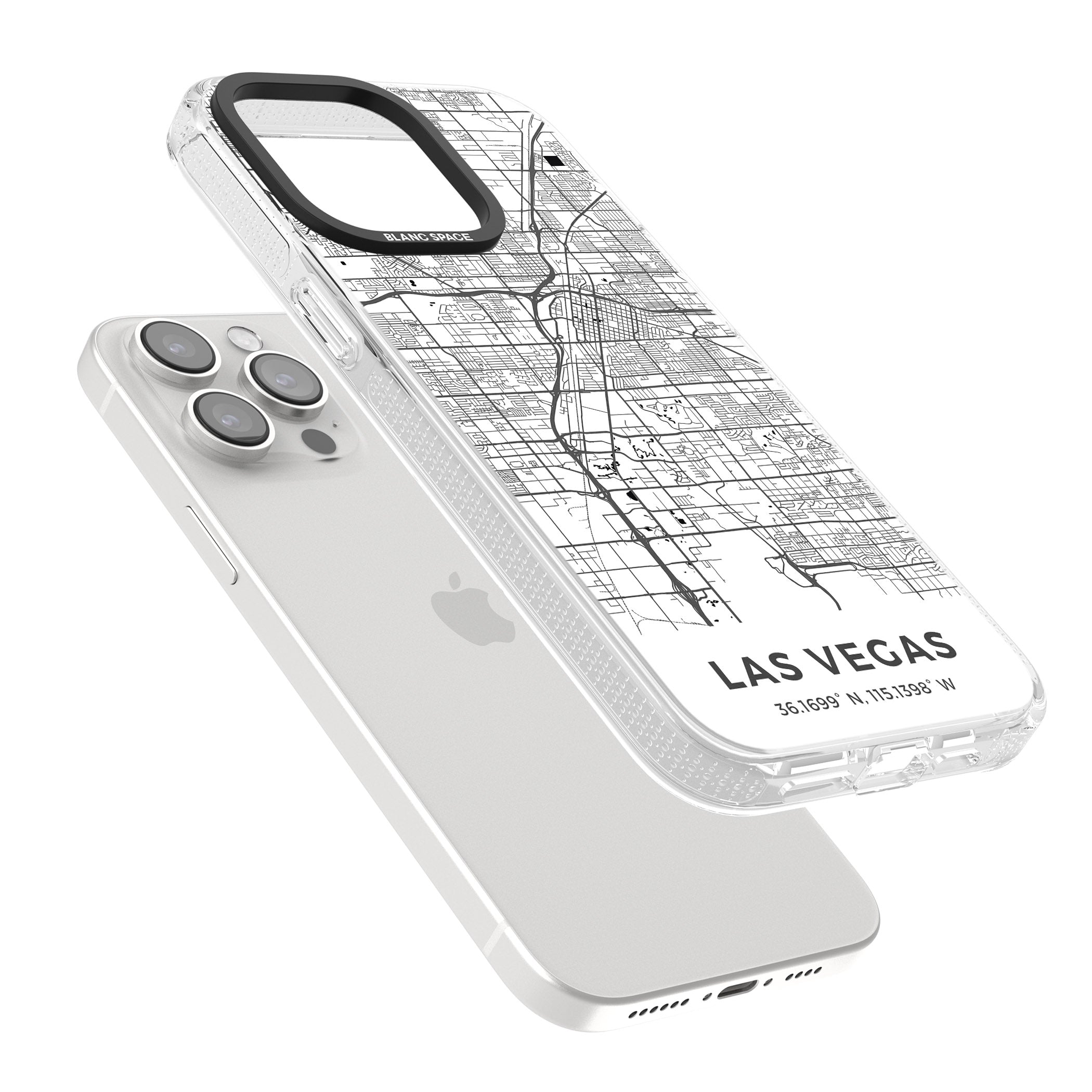 Map of Las Vegas, Nevada iPhone 15 Pro Max / 15 Pro / 14 Pro Max / 14 Pro / 13 Pro Clear Case Impact Air - Blanc Space