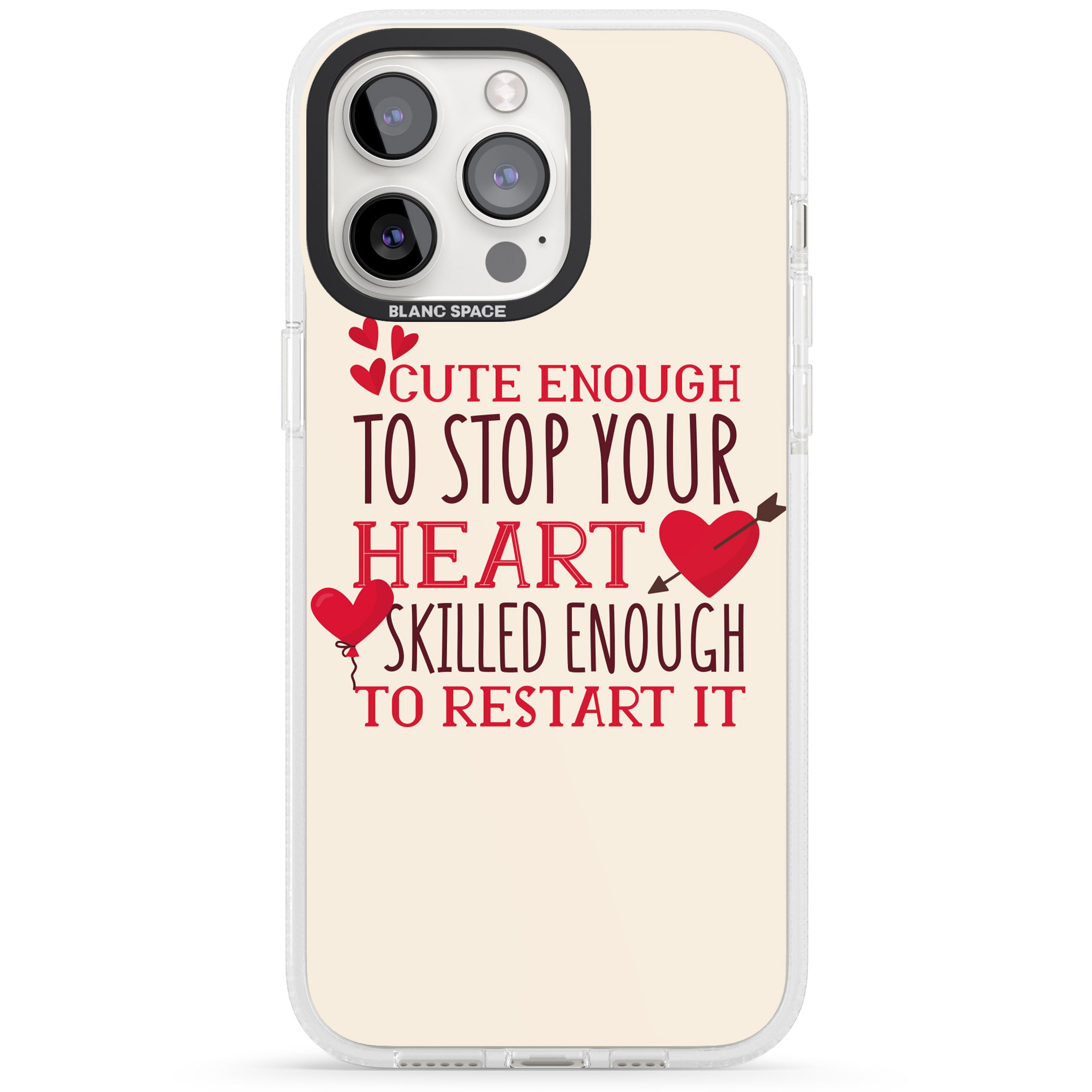 Medical Design Cute Enough to Stop Your Heart iPhone 15 Pro Max / 15 Pro / 14 Pro Max / 14 Pro / 13 Pro Clear Case Impact Air - Blanc Space