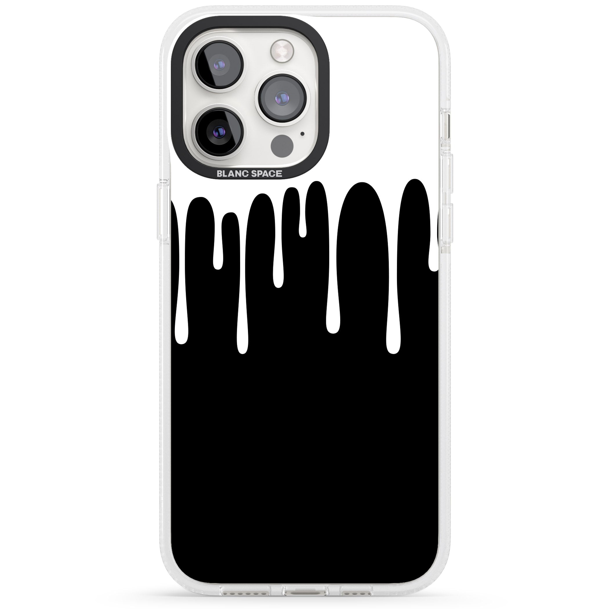 Melted Effect: White & Black iPhone 15 Pro Max / 15 Pro / 14 Pro Max / 14 Pro / 13 Pro Clear Case Impact Air - Blanc Space