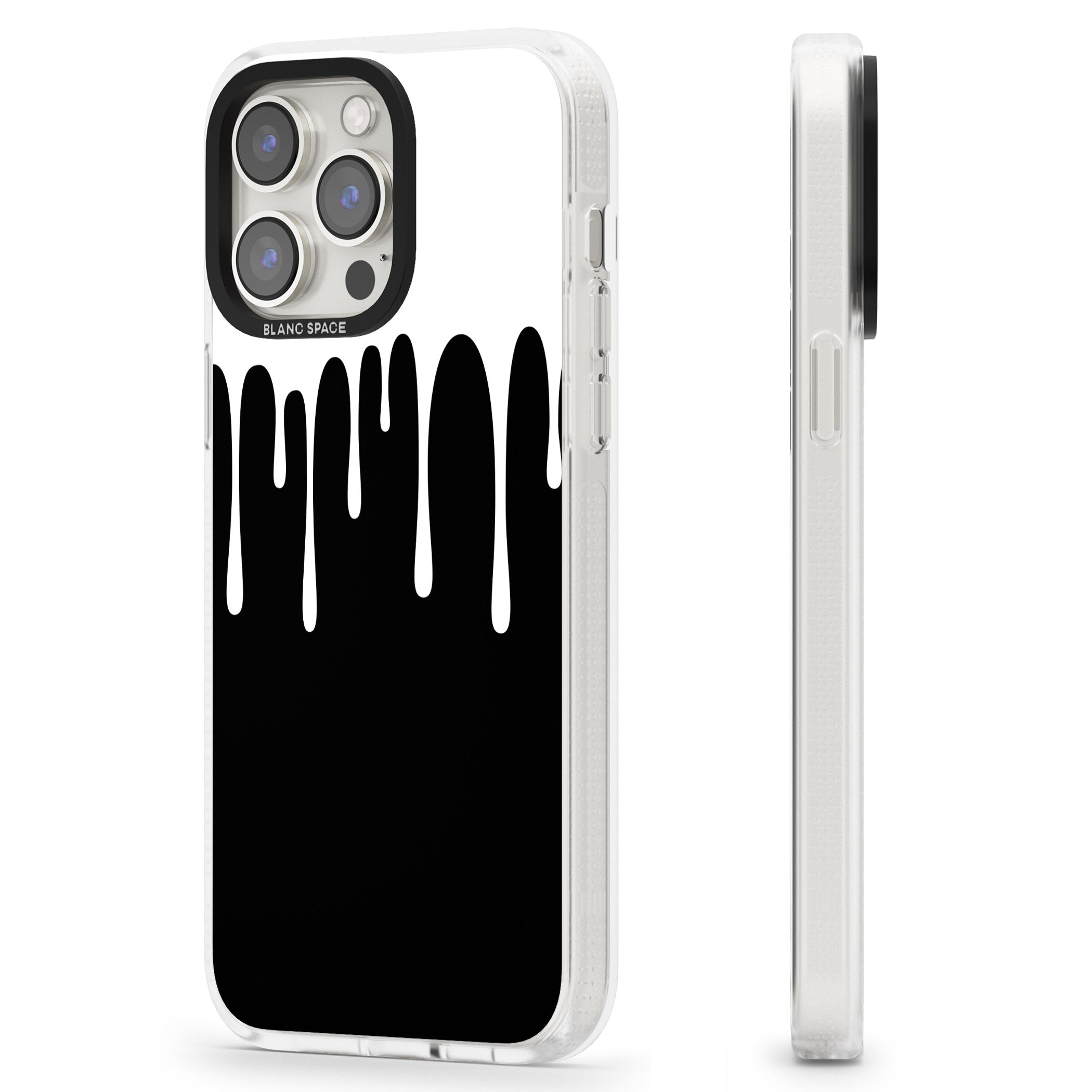 Melted Effect: White & Black iPhone 15 Pro Max / 15 Pro / 14 Pro Max / 14 Pro / 13 Pro Clear Case Impact Air - Blanc Space