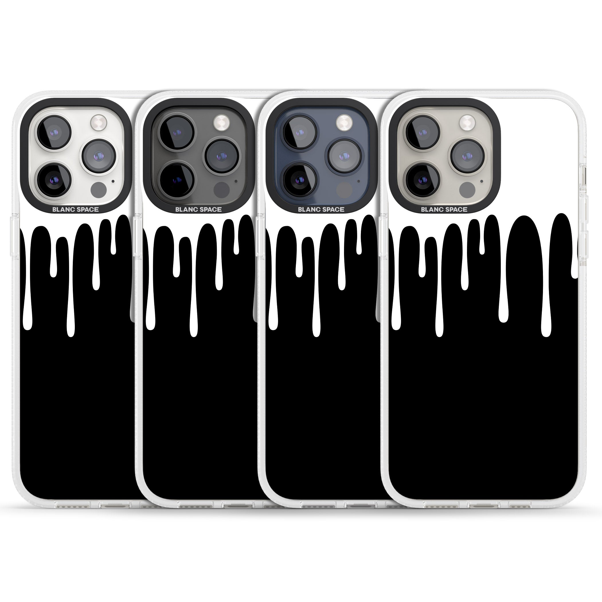 Melted Effect: White & Black iPhone 15 Pro Max / 15 Pro / 14 Pro Max / 14 Pro / 13 Pro Clear Case Impact Air - Blanc Space