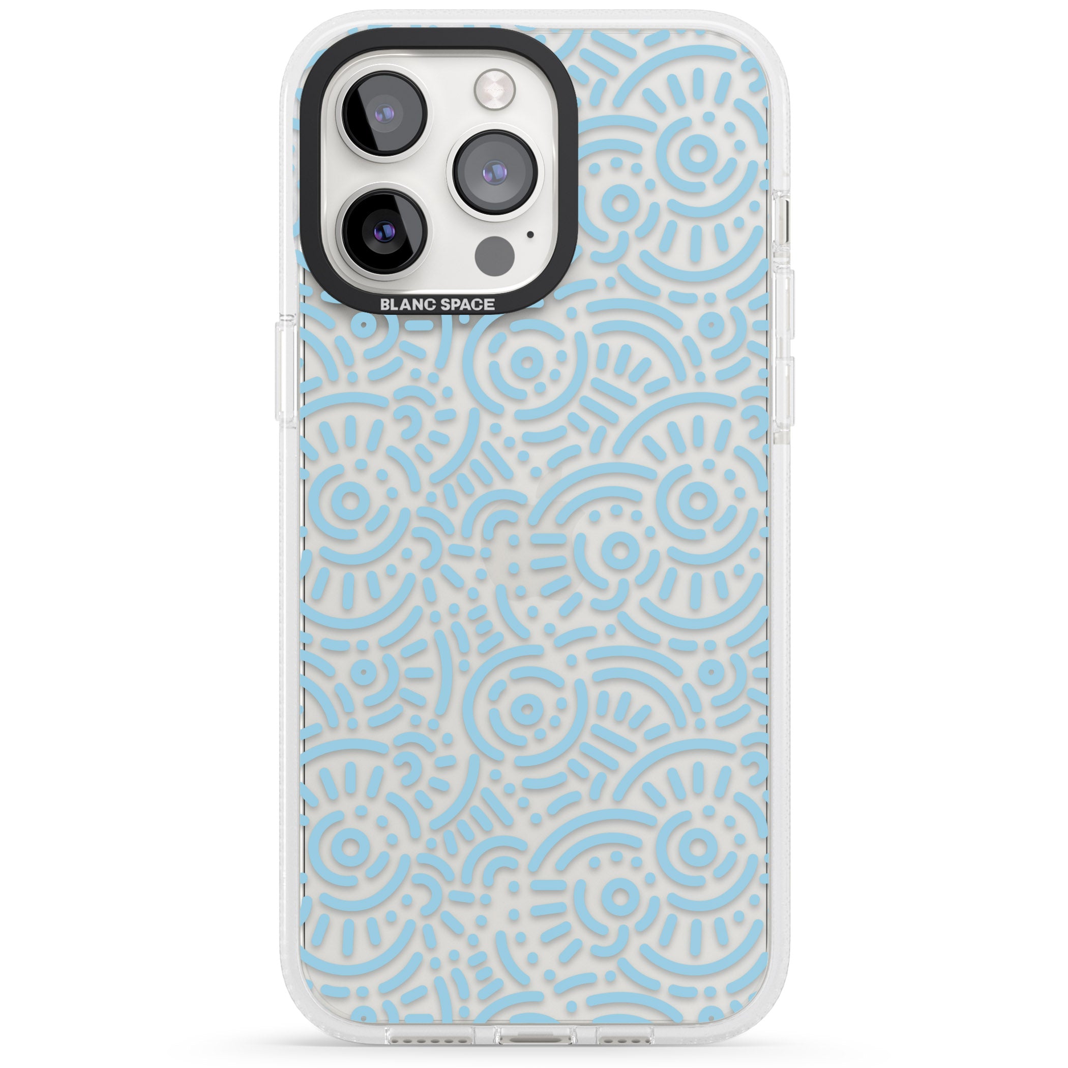Light Blue Pattern Memphis Retro Pattern Design iPhone 15 Pro Max / 15 Pro / 14 Pro Max / 14 Pro / 13 Pro Clear Case Impact Air - Blanc Space