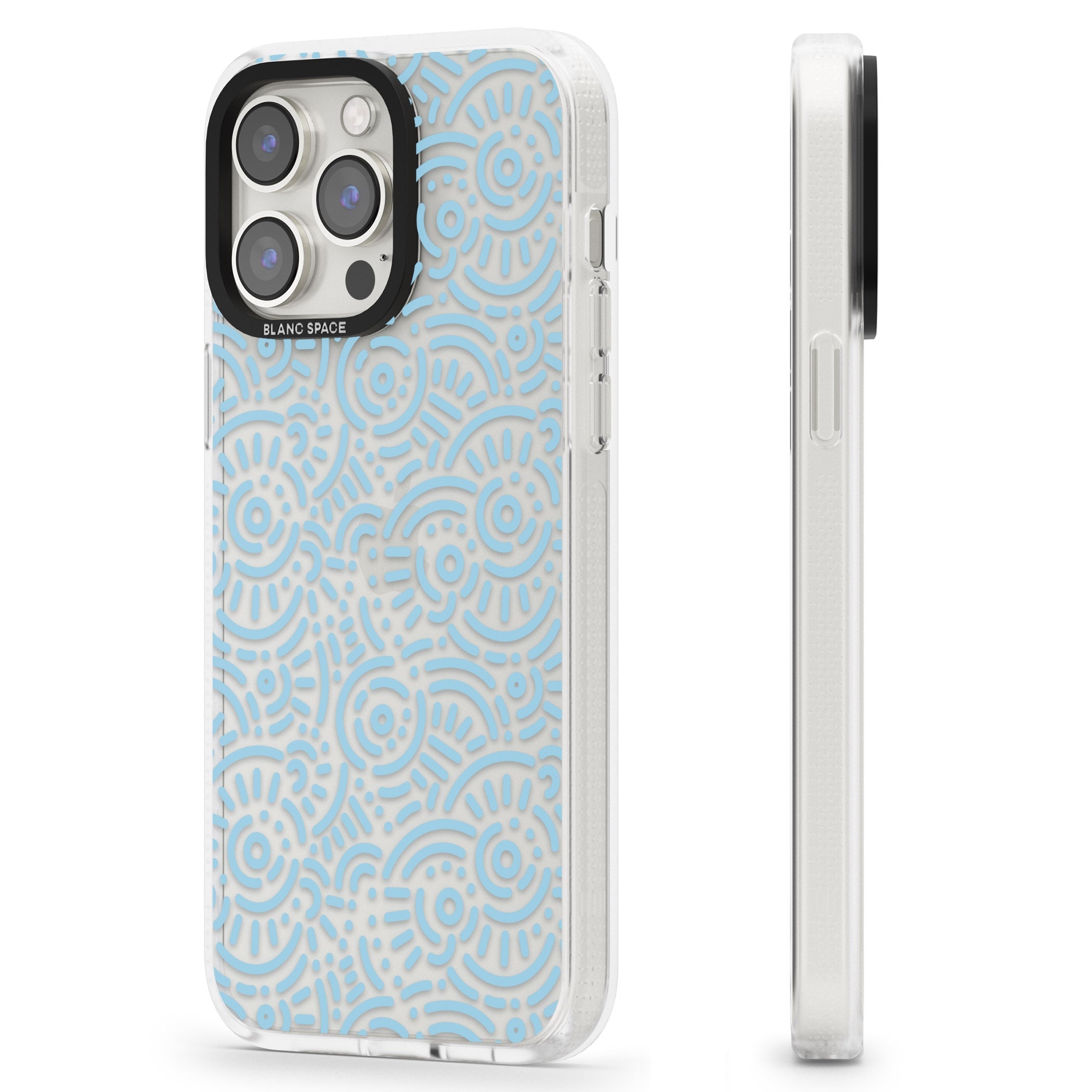 Light Blue Pattern Memphis Retro Pattern Design iPhone 15 Pro Max / 15 Pro / 14 Pro Max / 14 Pro / 13 Pro Clear Case Impact Air - Blanc Space
