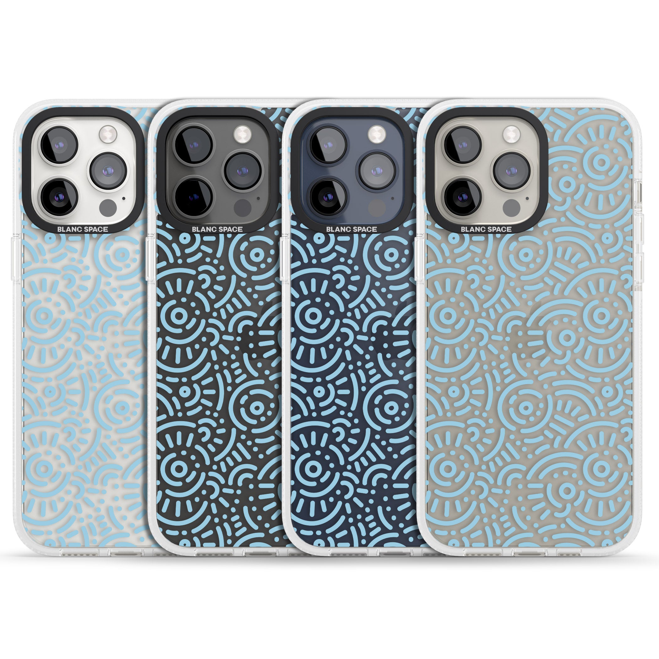 Light Blue Pattern Memphis Retro Pattern Design iPhone 15 Pro Max / 15 Pro / 14 Pro Max / 14 Pro / 13 Pro Clear Case Impact Air - Blanc Space