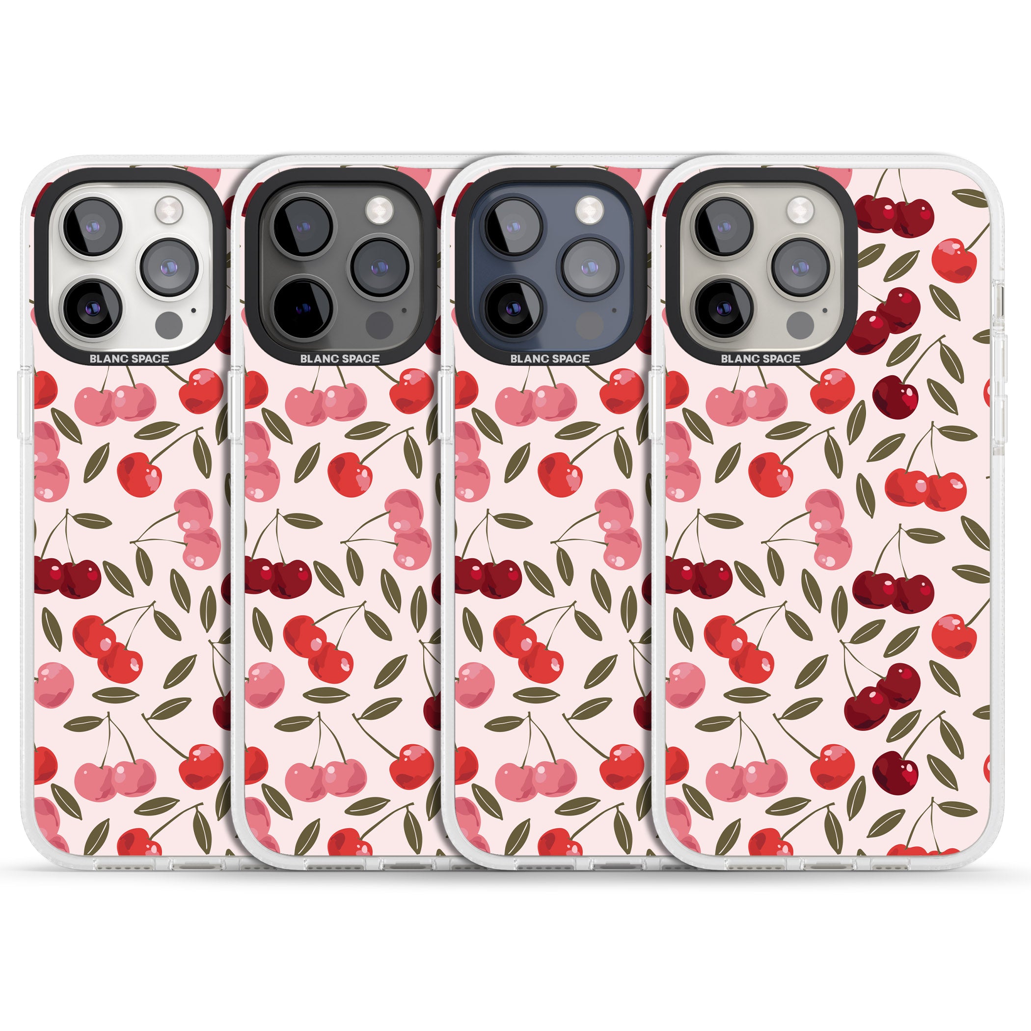 Fruity & Fun Patterns Cherries iPhone 15 Pro Max / 15 Pro / 14 Pro Max / 14 Pro / 13 Pro Clear Case Impact Air - Blanc Space