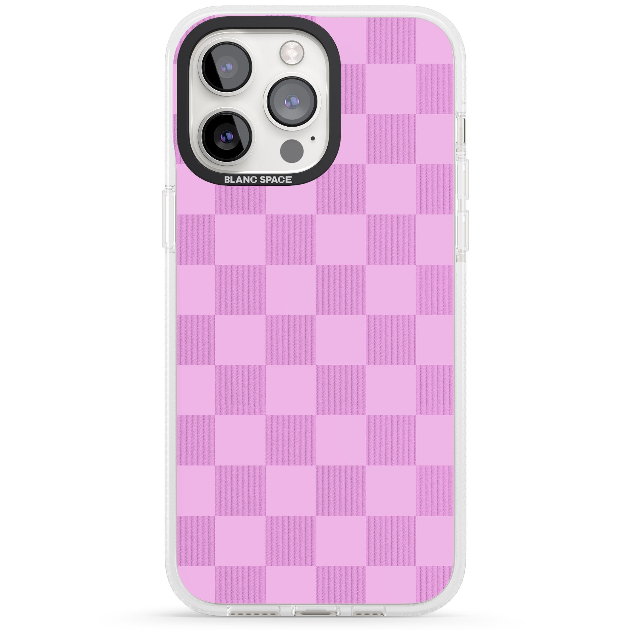 BUBBLEGUM CHECKERED iPhone 15 Pro Max / 15 Pro / 14 Pro Max / 14 Pro / 13 Pro Clear Case Impact Air - Blanc Space