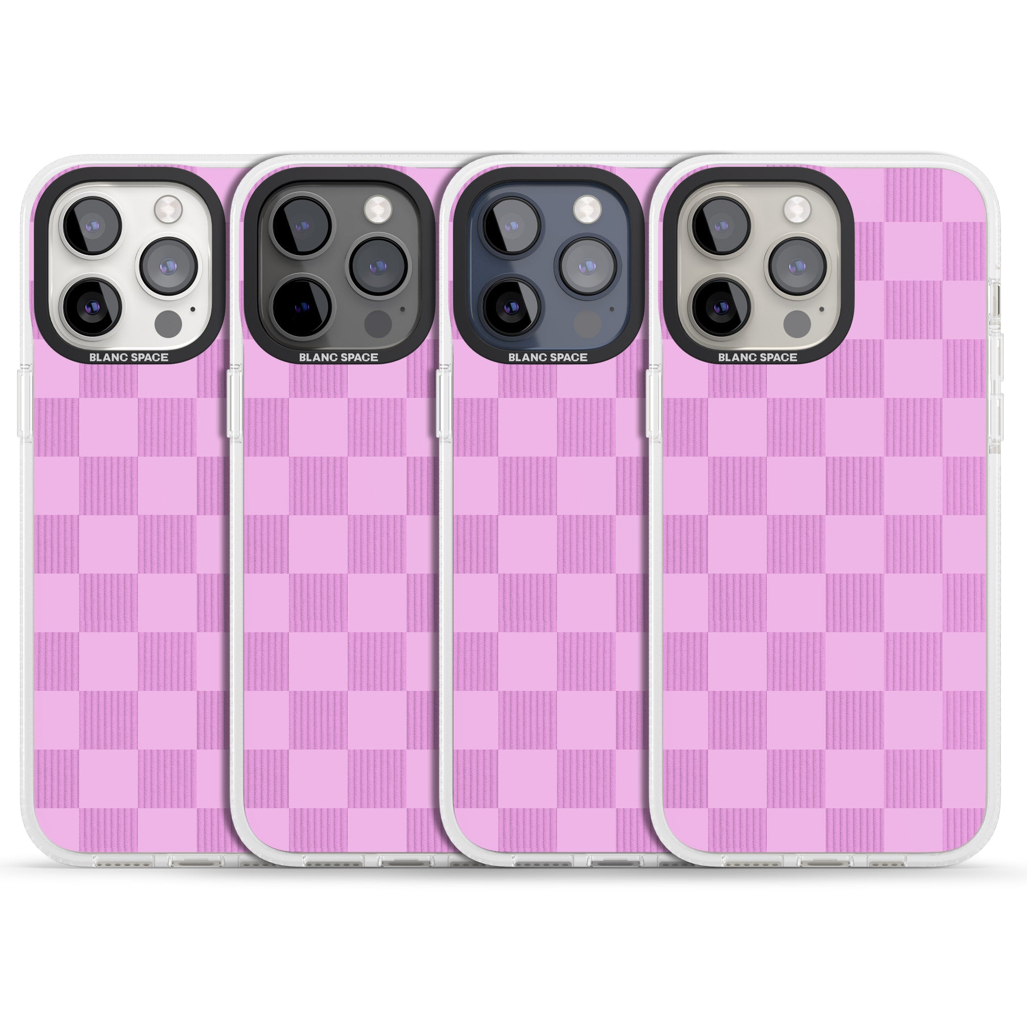 BUBBLEGUM CHECKERED iPhone 15 Pro Max / 15 Pro / 14 Pro Max / 14 Pro / 13 Pro Clear Case Impact Air - Blanc Space