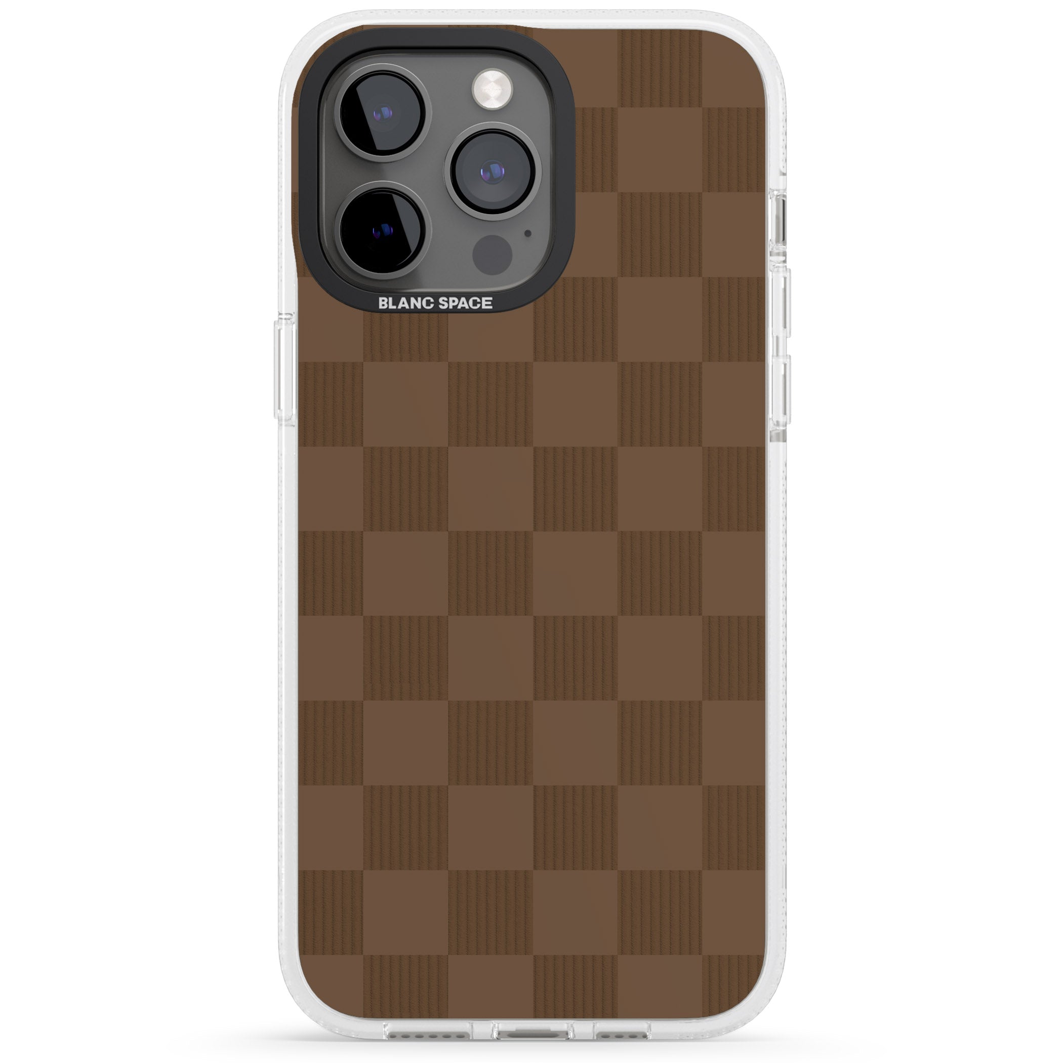 CHOCOLATE CHECKERED iPhone 15 Pro Max / 15 Pro / 14 Pro Max / 14 Pro / 13 Pro Clear Case Impact Air - Blanc Space
