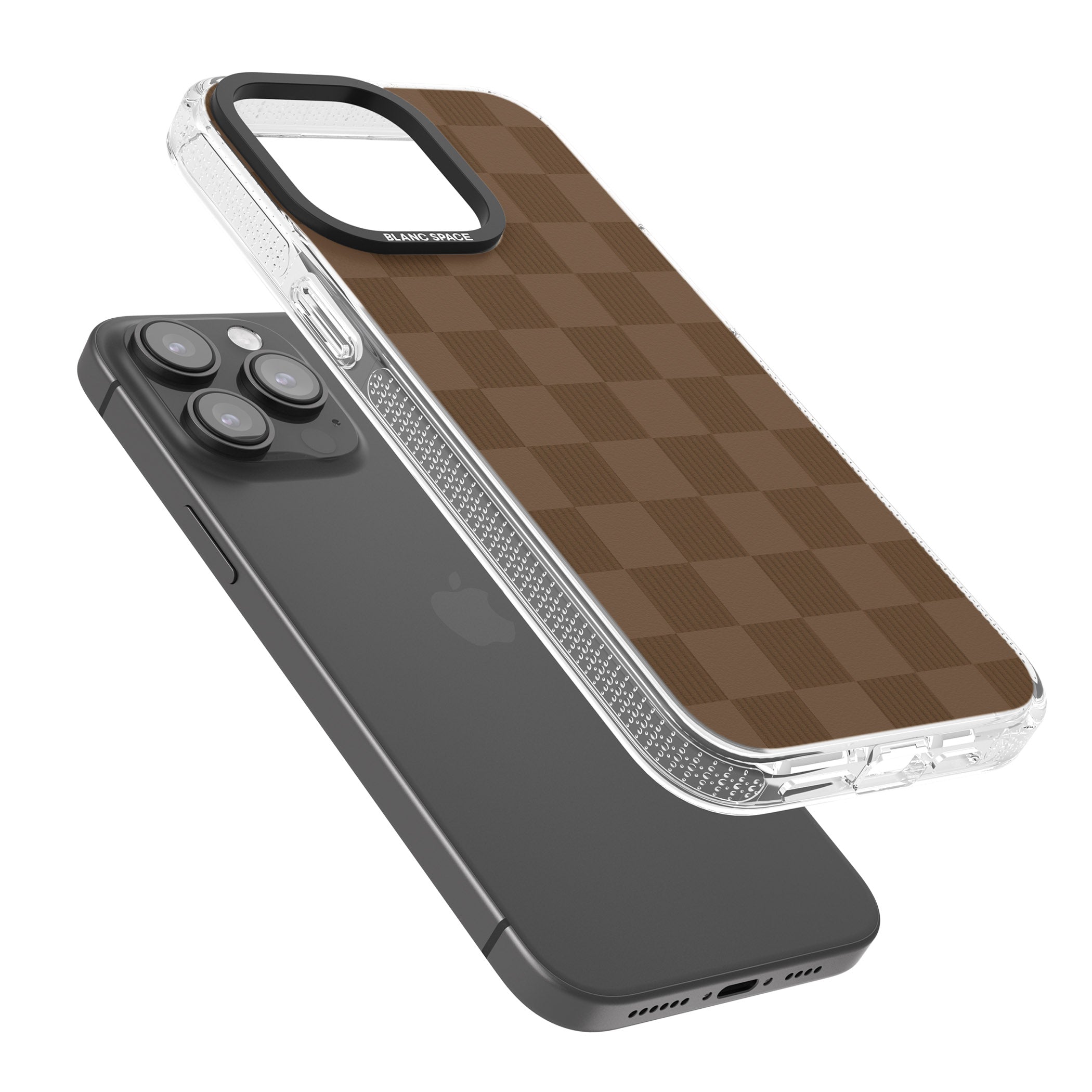 CHOCOLATE CHECKERED iPhone 15 Pro Max / 15 Pro / 14 Pro Max / 14 Pro / 13 Pro Clear Case Impact Air - Blanc Space