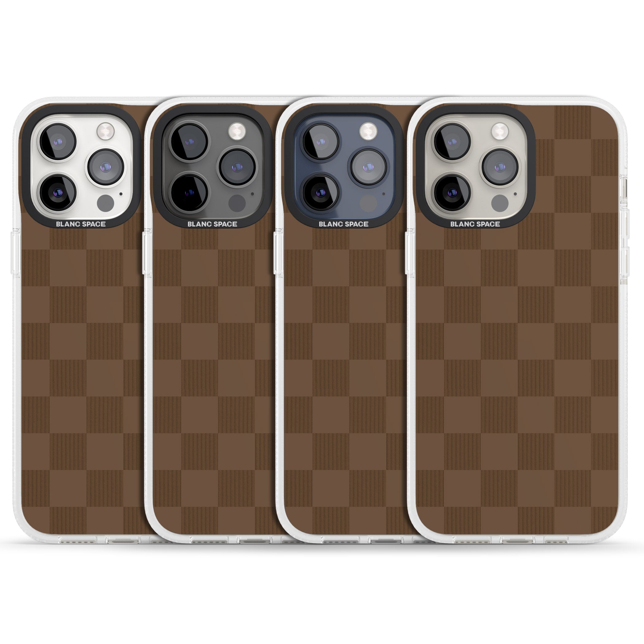CHOCOLATE CHECKERED iPhone 15 Pro Max / 15 Pro / 14 Pro Max / 14 Pro / 13 Pro Clear Case Impact Air - Blanc Space