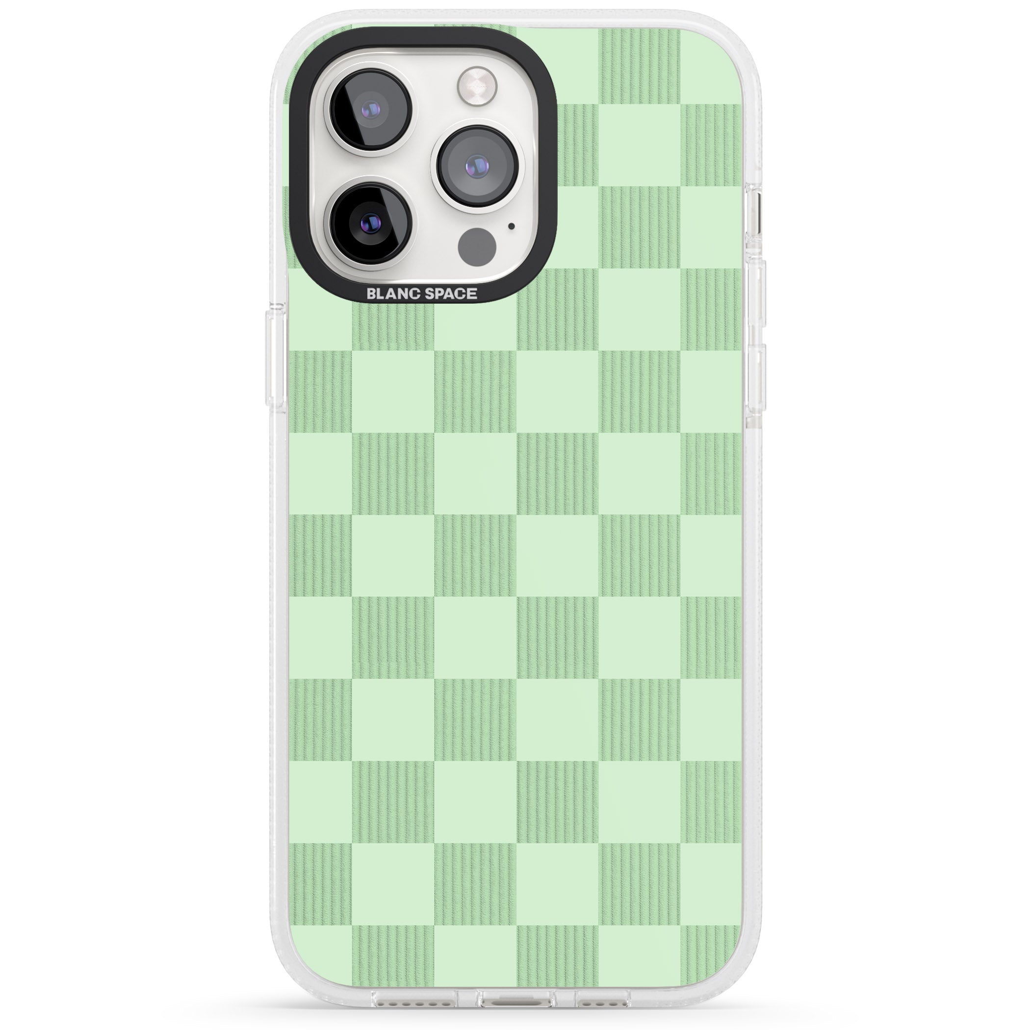 SEAFOAM CHECKERED iPhone 15 Pro Max / 15 Pro / 14 Pro Max / 14 Pro / 13 Pro Clear Case Impact Air - Blanc Space