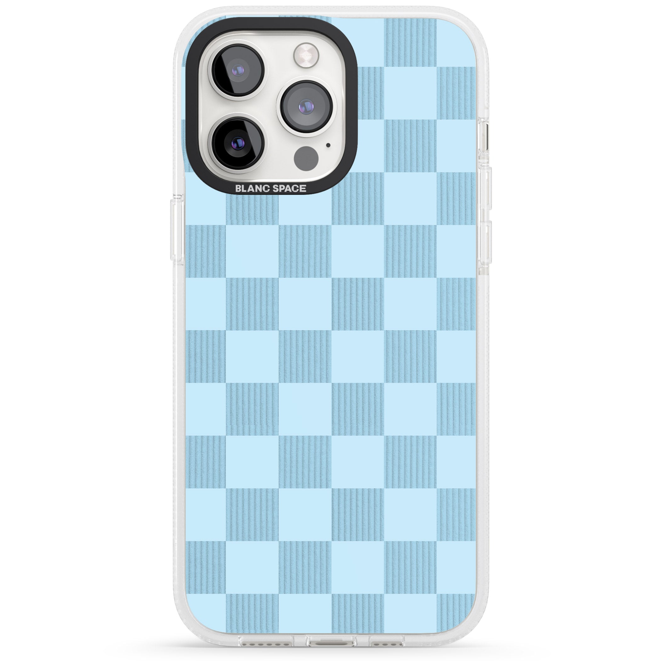 SKYBLUE CHECKERED iPhone 15 Pro Max / 15 Pro / 14 Pro Max / 14 Pro / 13 Pro Clear Case Impact Air - Blanc Space