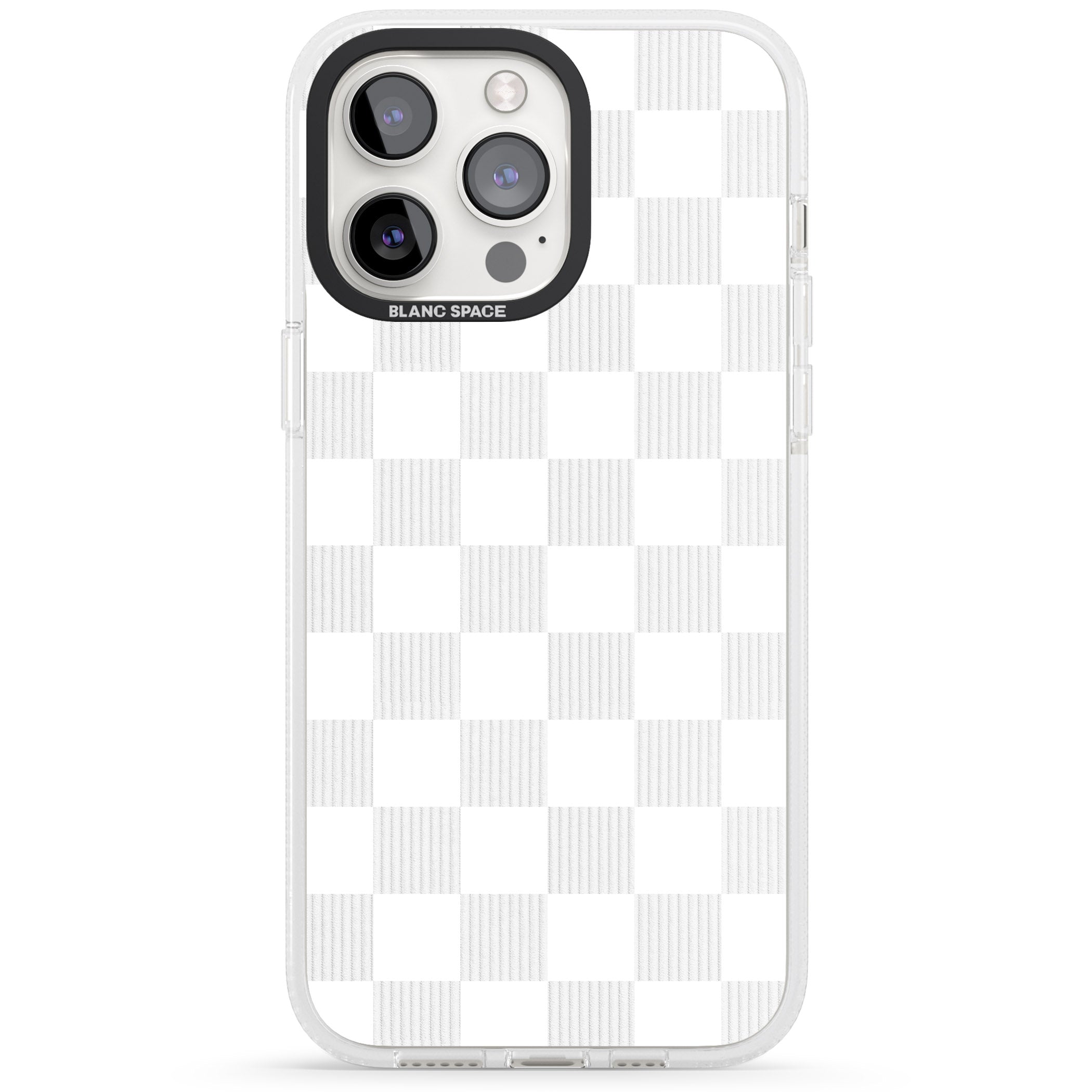 WHITE CHECKERED iPhone 15 Pro Max / 15 Pro / 14 Pro Max / 14 Pro / 13 Pro Clear Case Impact Air - Blanc Space