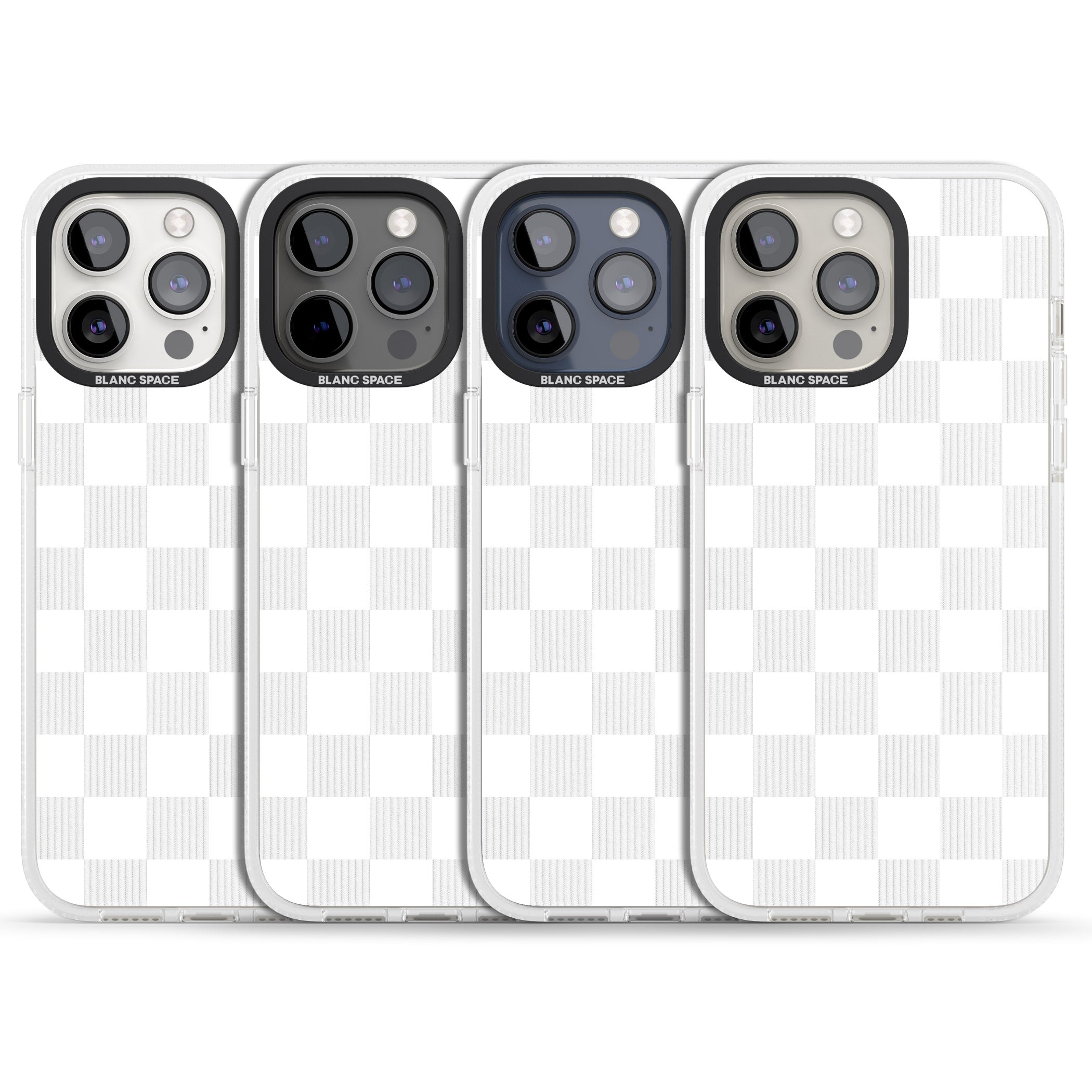 WHITE CHECKERED iPhone 15 Pro Max / 15 Pro / 14 Pro Max / 14 Pro / 13 Pro Clear Case Impact Air - Blanc Space