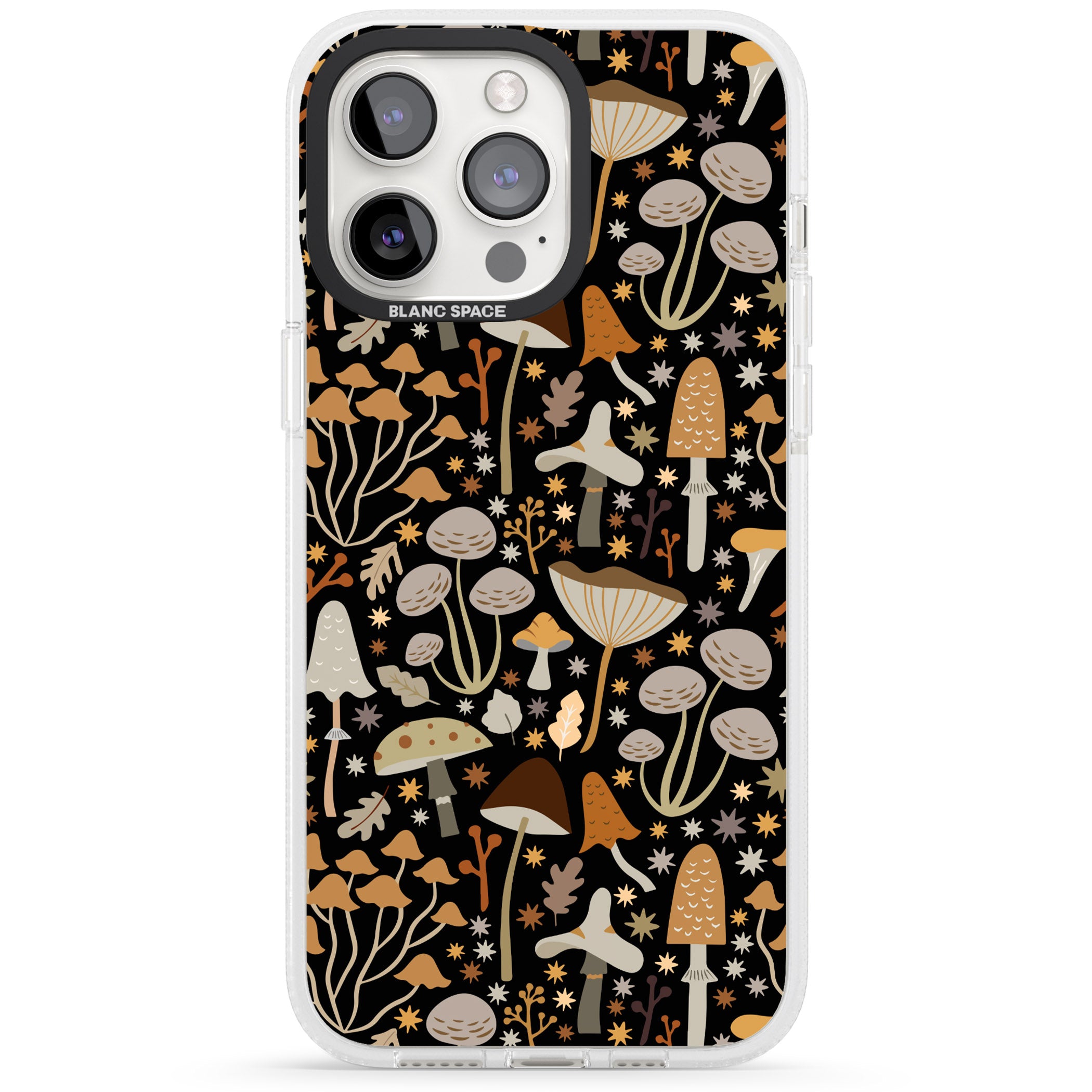 Sentimental Mushrooms Pattern iPhone 15 Pro Max / 15 Pro / 14 Pro Max / 14 Pro / 13 Pro Clear Case Impact Air - Blanc Space